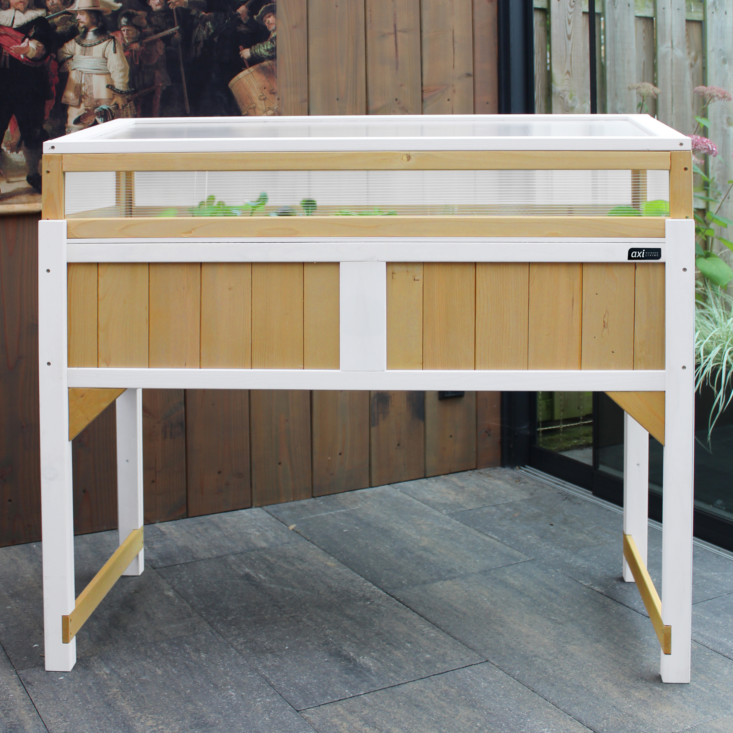 AXI Kweektafel met broeikas en gronddoek Bruin/wit-8717973938187 AXI Kweektafel met broeikas en gronddoek Bruin/wit