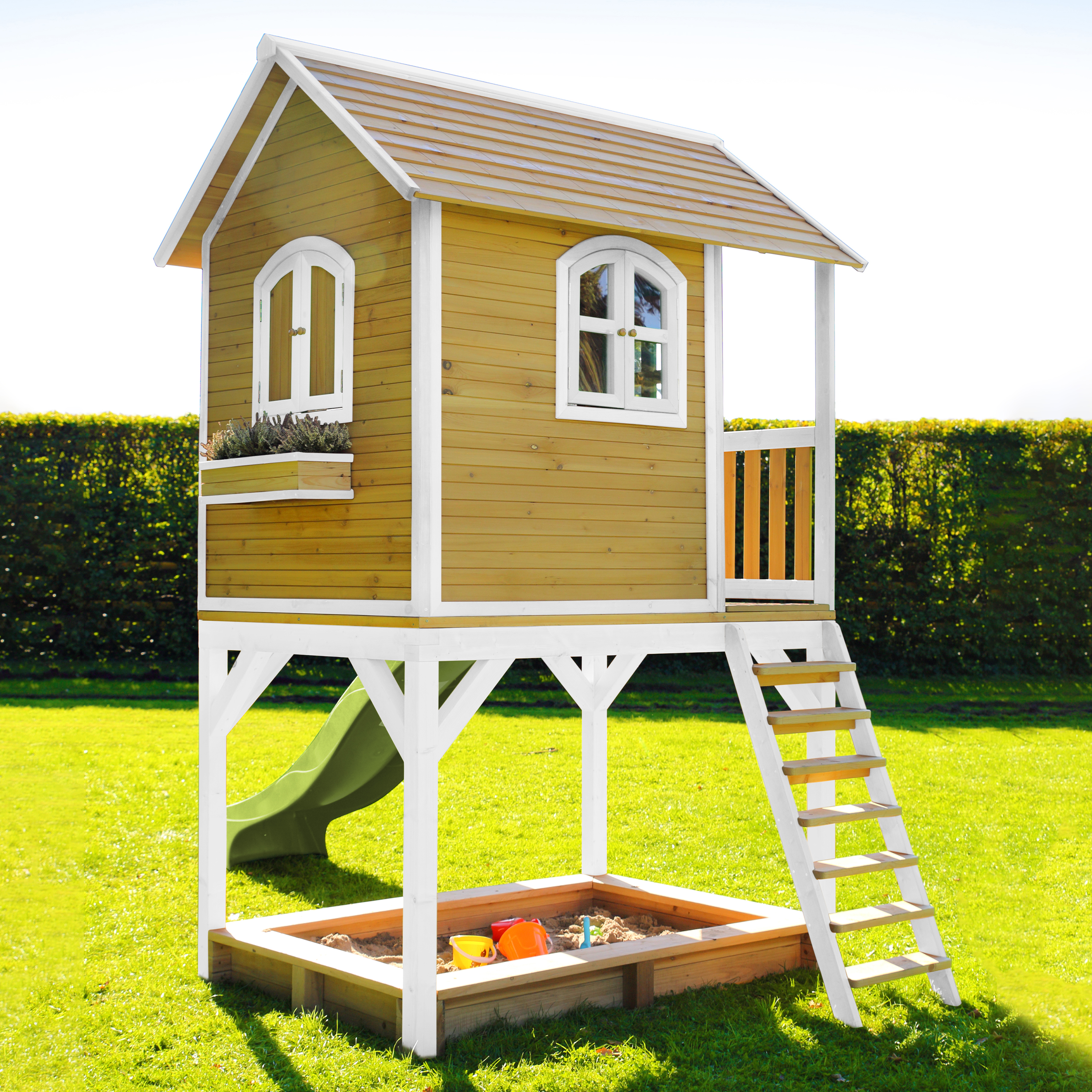 AXI Sarah Playhouse Brown/White - Lime Green Slide