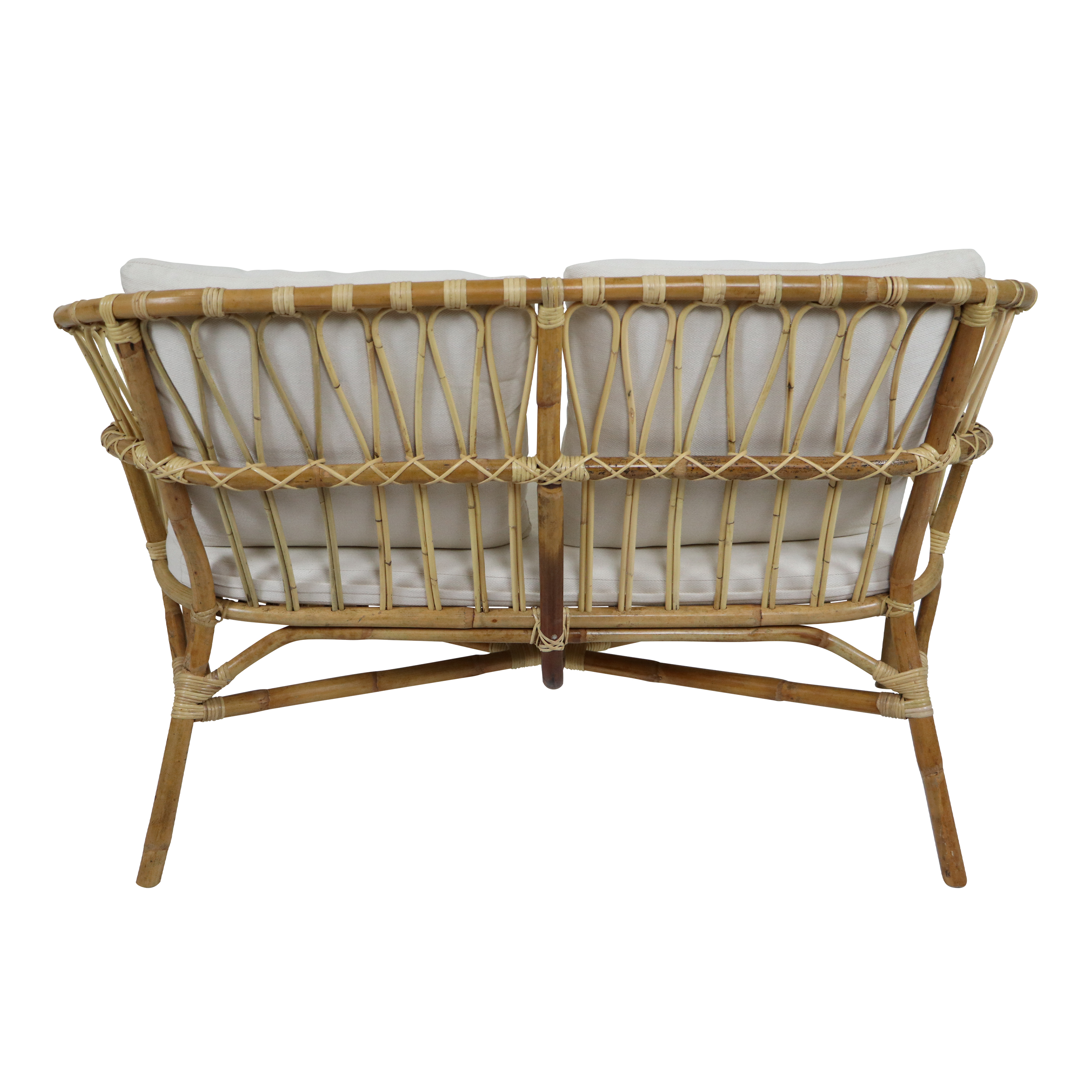 AXI Mary Rattan Lounge Set – 4-Piece with Sofa, Table, and 2 Chairs Natural/White