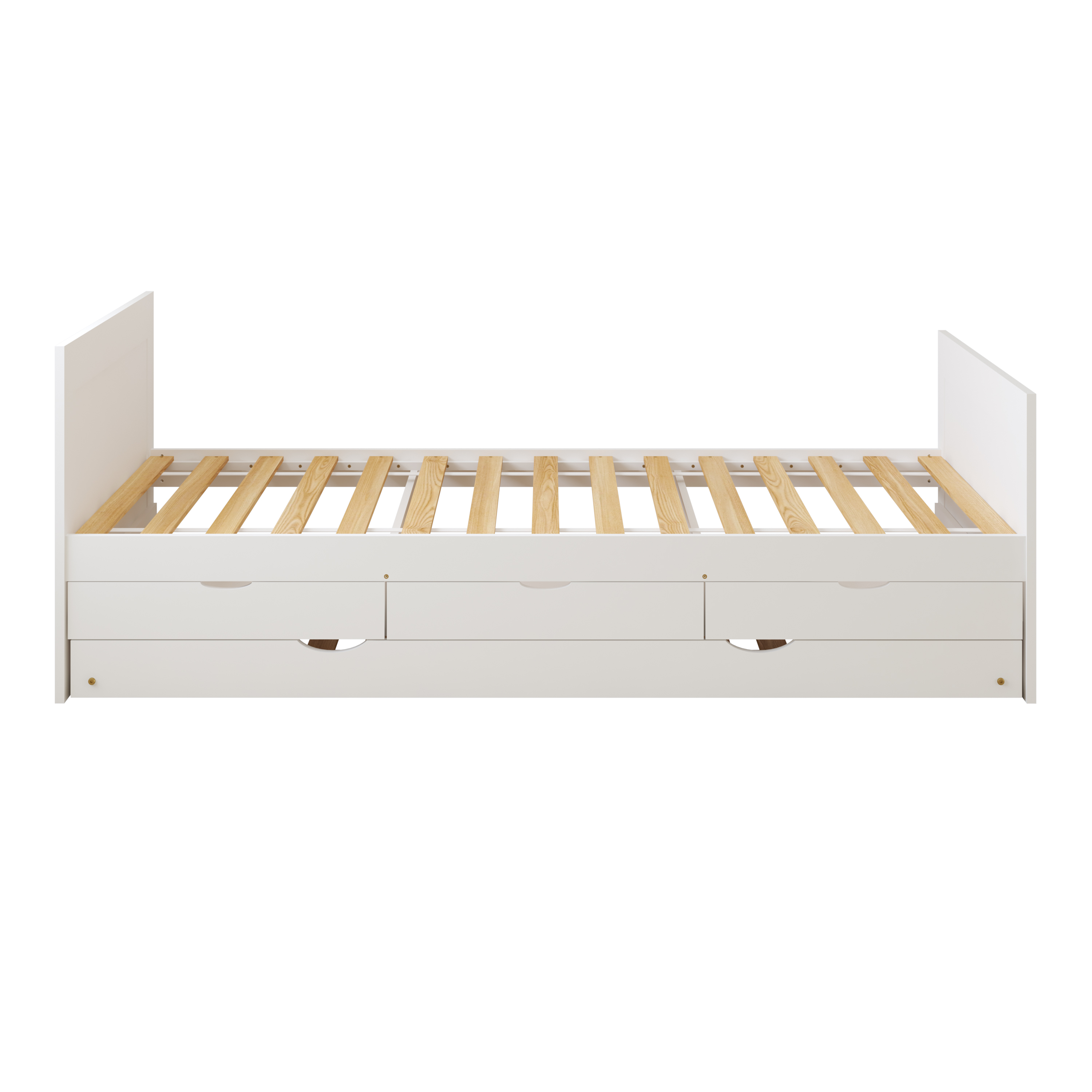Sunny Eli Kids Bed with Pull-Out Bed and 3 Storage Drawers White – With Mattress