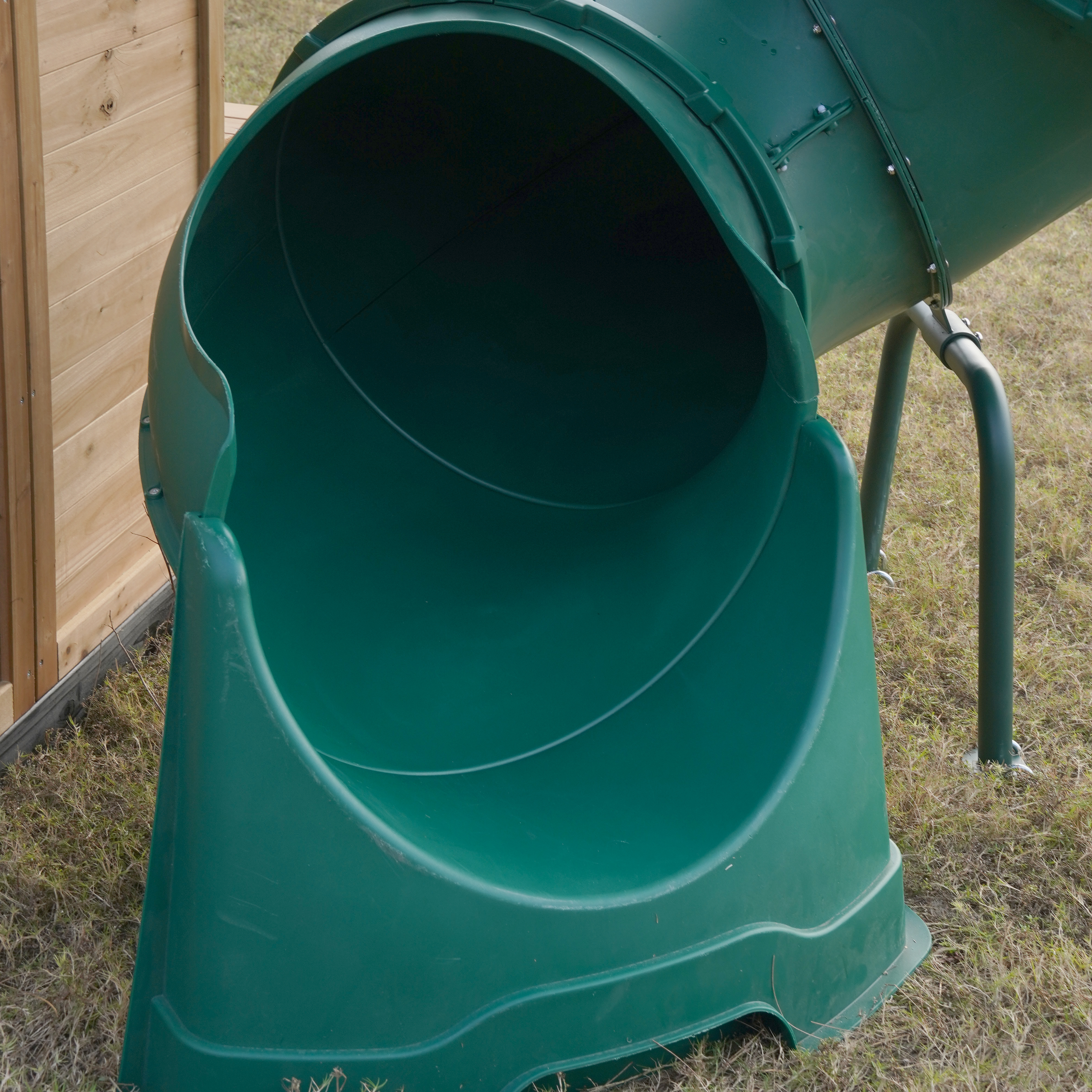 AXI Noud Climbing Frame with Playhouse, Swings, Trapeze and Climbing Wall – Blue Slide and Tube Slide