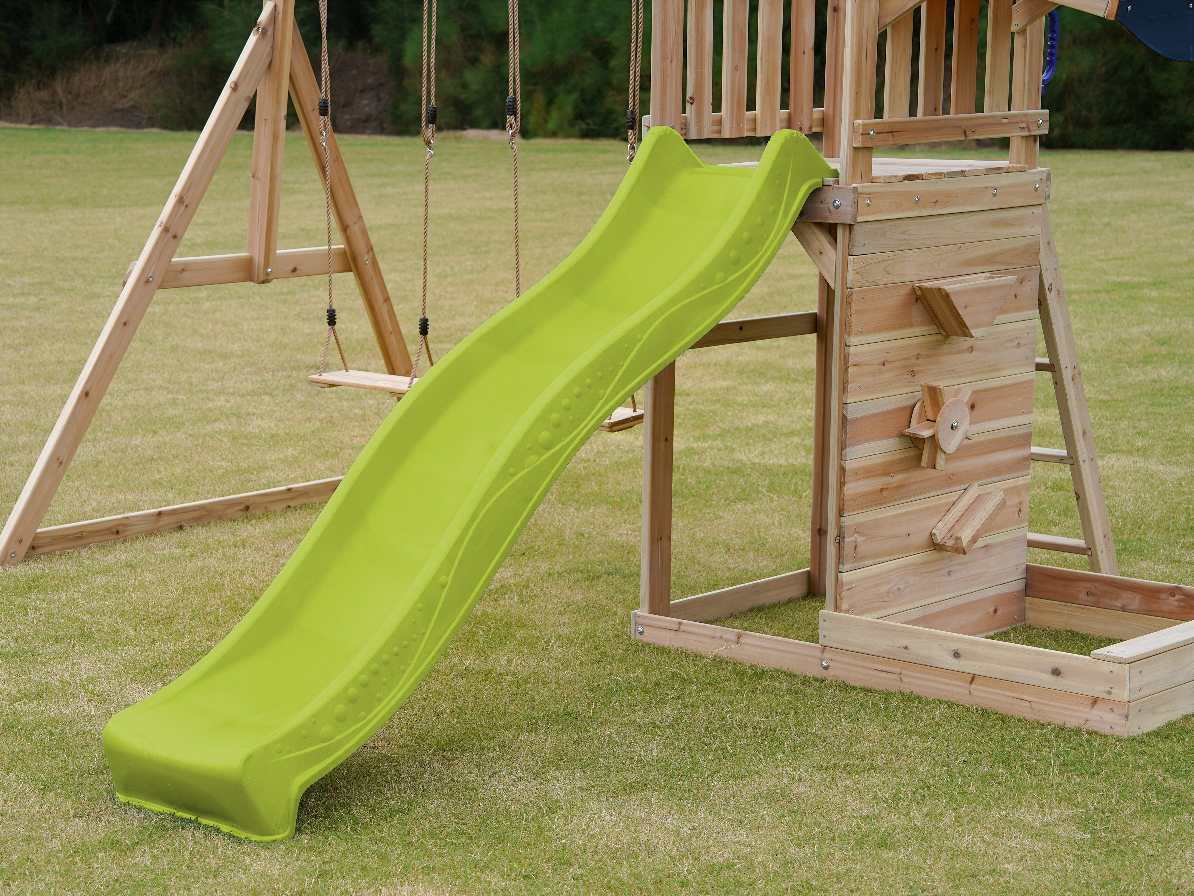 AXI Malik Climbing Frame with Double Swing Set - Lime Green Slide