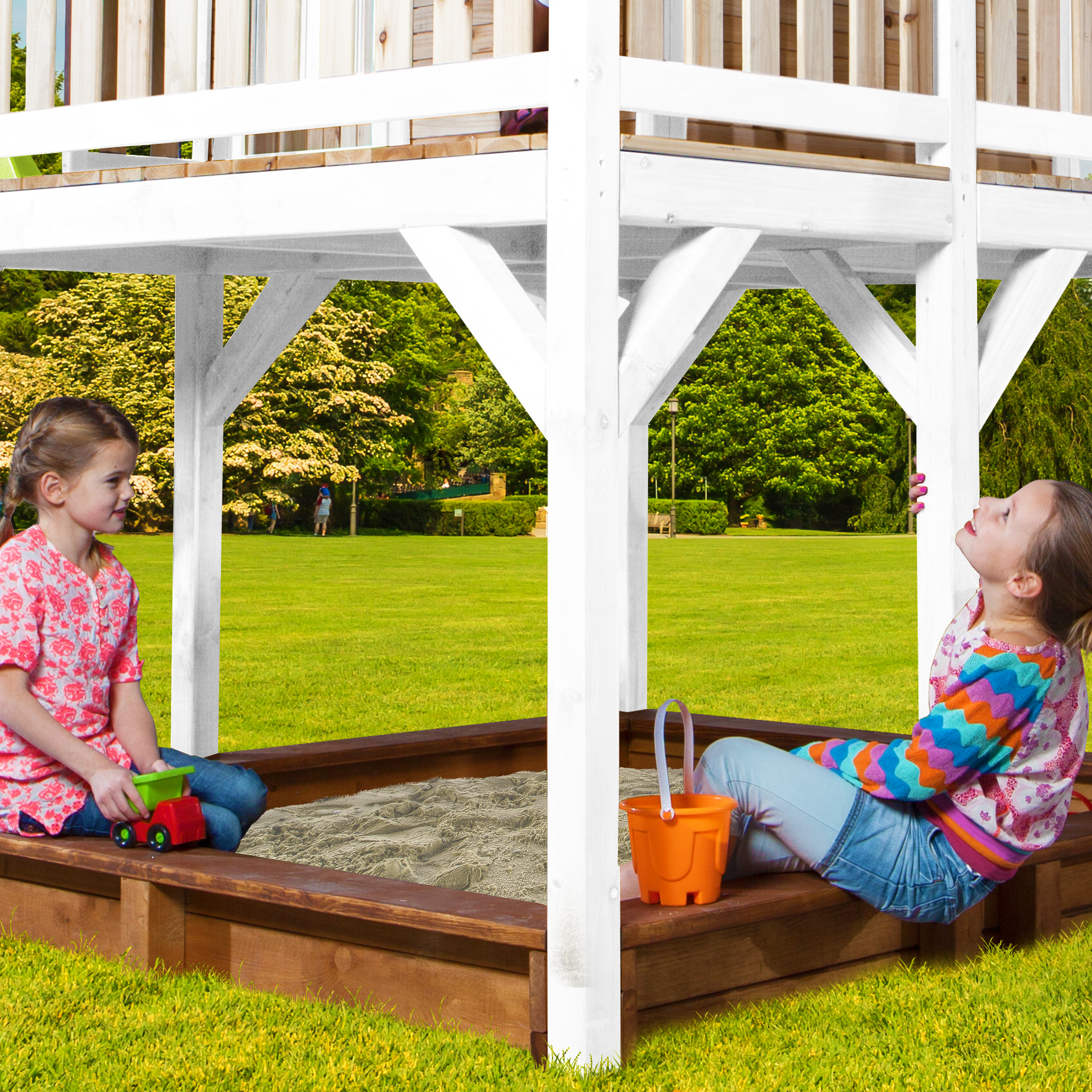 AXI Liam Playhouse with Summer Nest Swing Set Brown/White - Purple Slide
