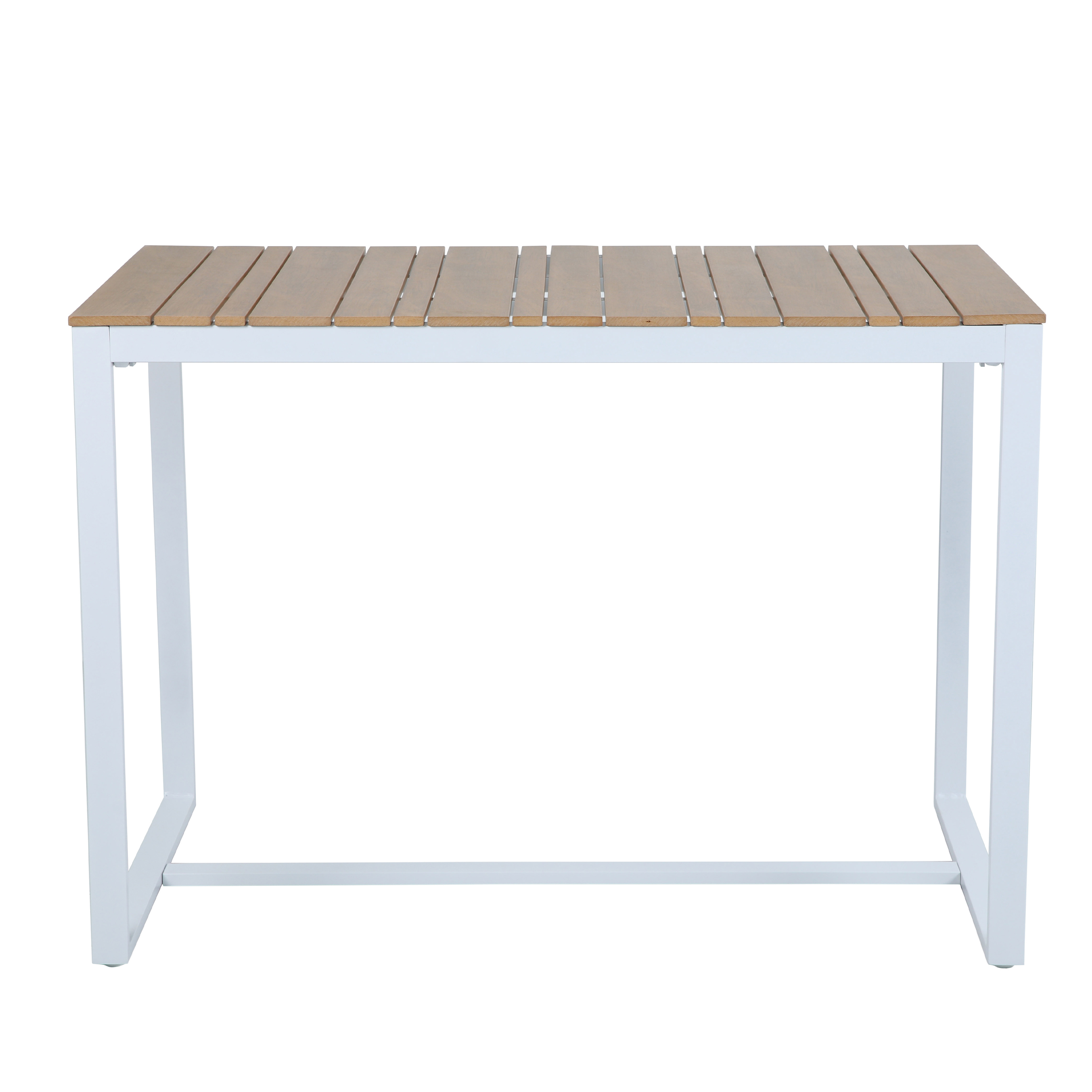 AXI Ravi Bar set with 4 bar stools White with Teak-look Polywood