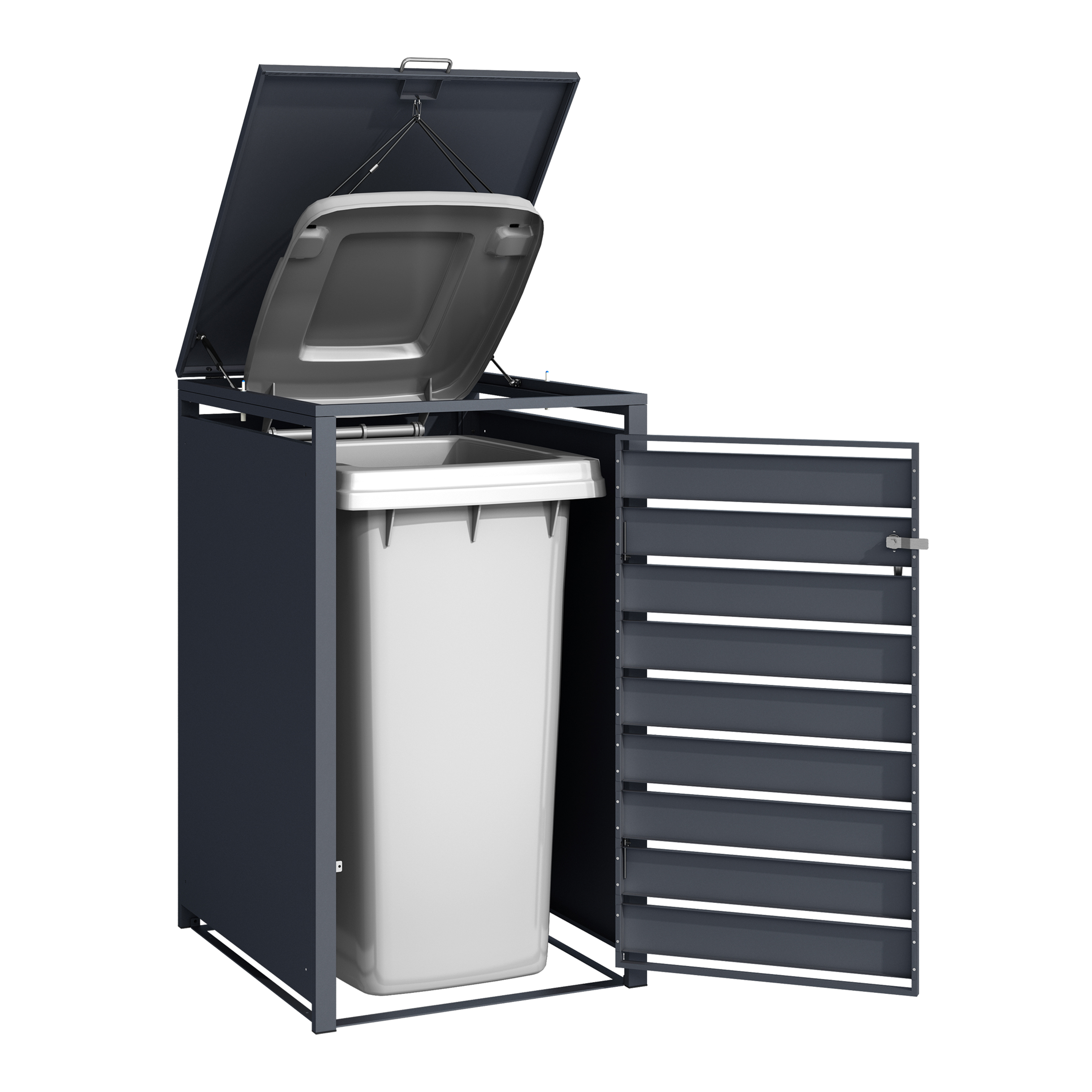 AXI Lucas Metal Garbage Bin Shed Anthracite/Wood look - 1 Garbage Bin