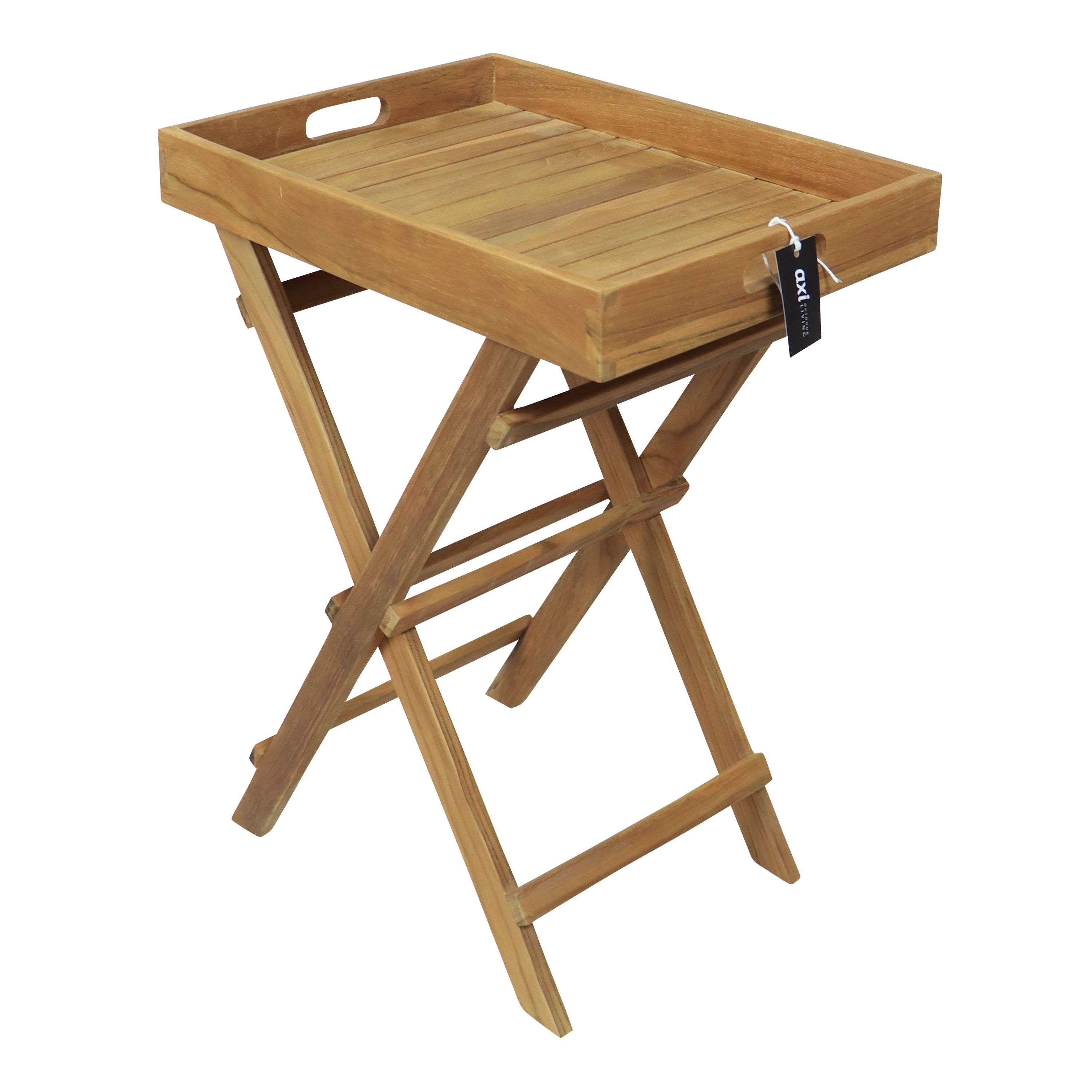 AXI Inda Teak Side Table Folding with Removable Tray