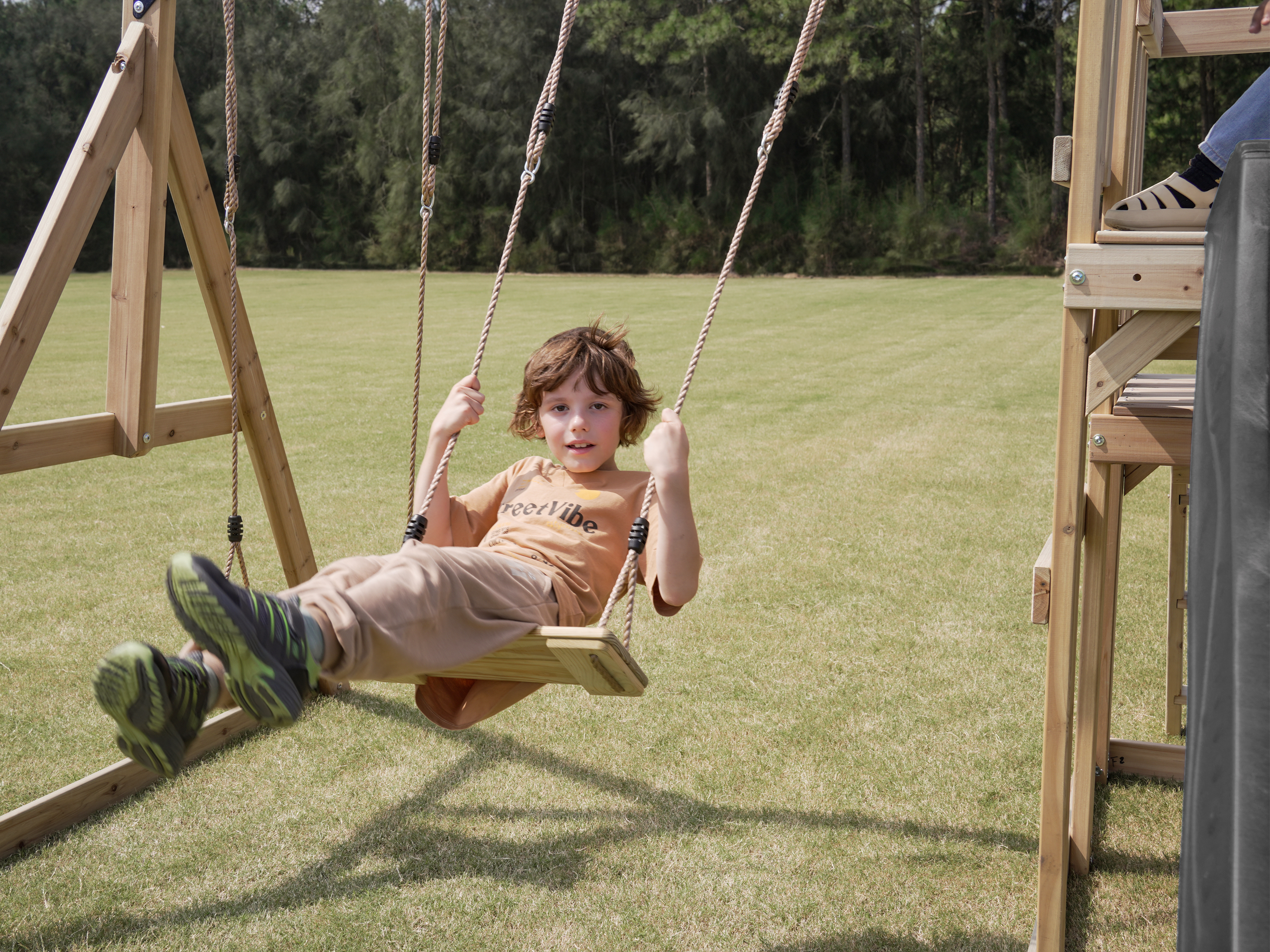 AXI Mette Playground with Double Swing Brown - Grey Slide 