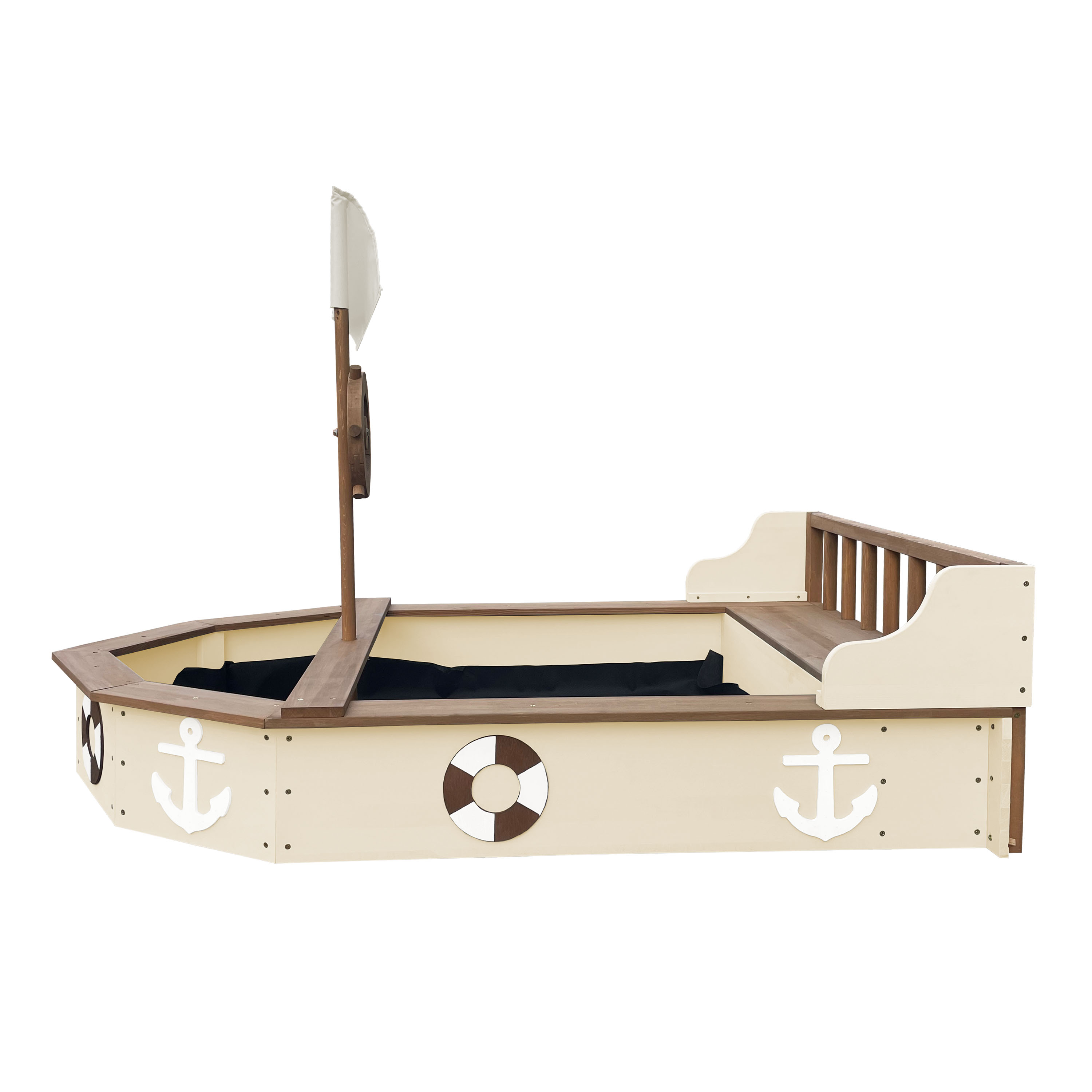 AXI Doris Boat Sandbox with storage bench - 153 x 90 x 100 cm - Beige