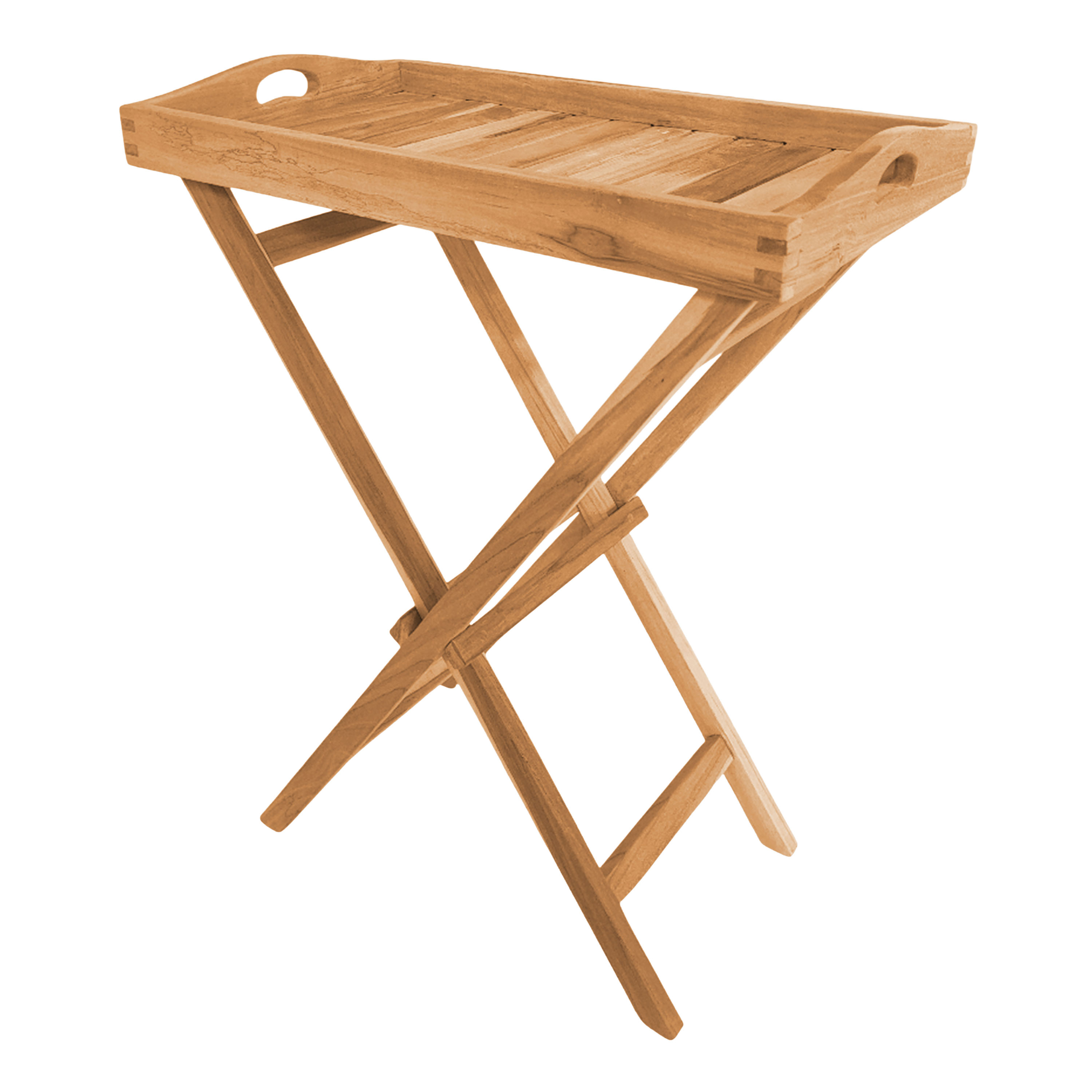 AXI Lora Teak Folding Side Table with Removable Tray