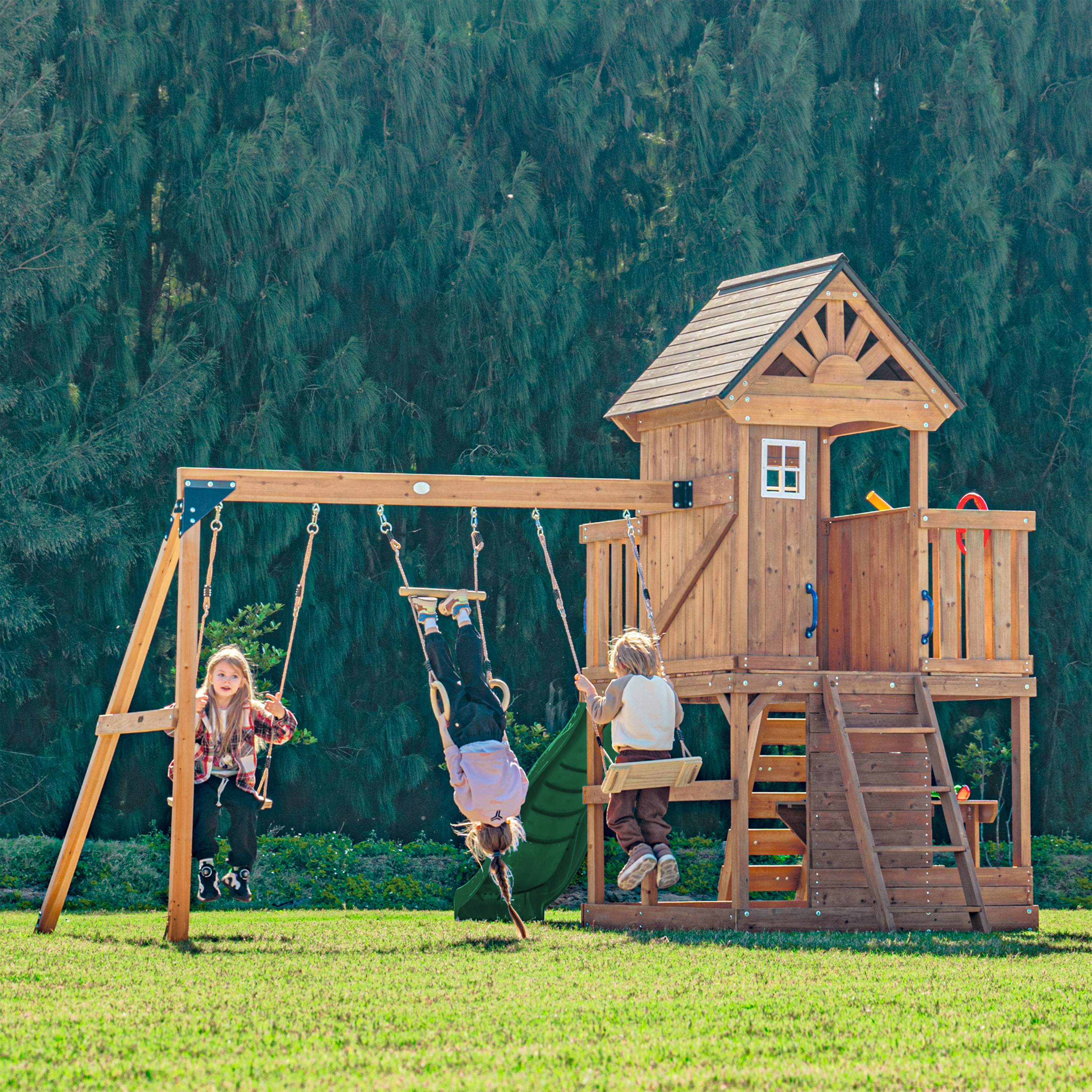 AXI Jack Climbing Frame with Double Swing and Trapeze – Green Slide