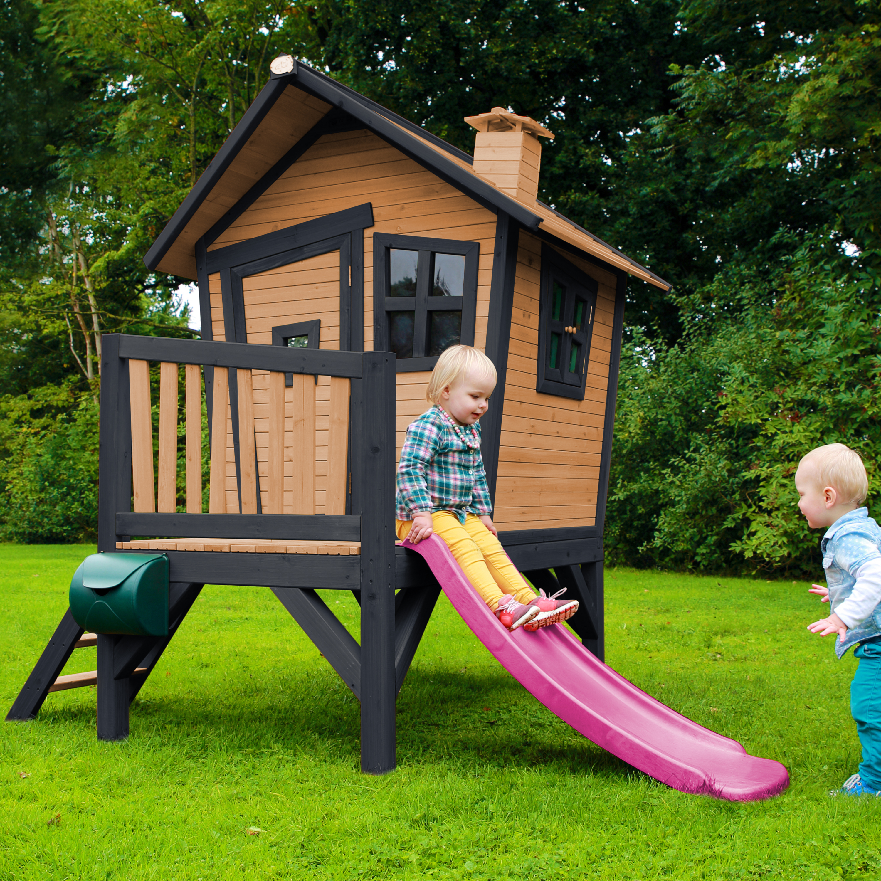 AXI Robin Playhouse Brown/Anthracite - Purple Slide-8720365060465 AXI Robin Playhouse Brown/Anthracite - Purple Slide