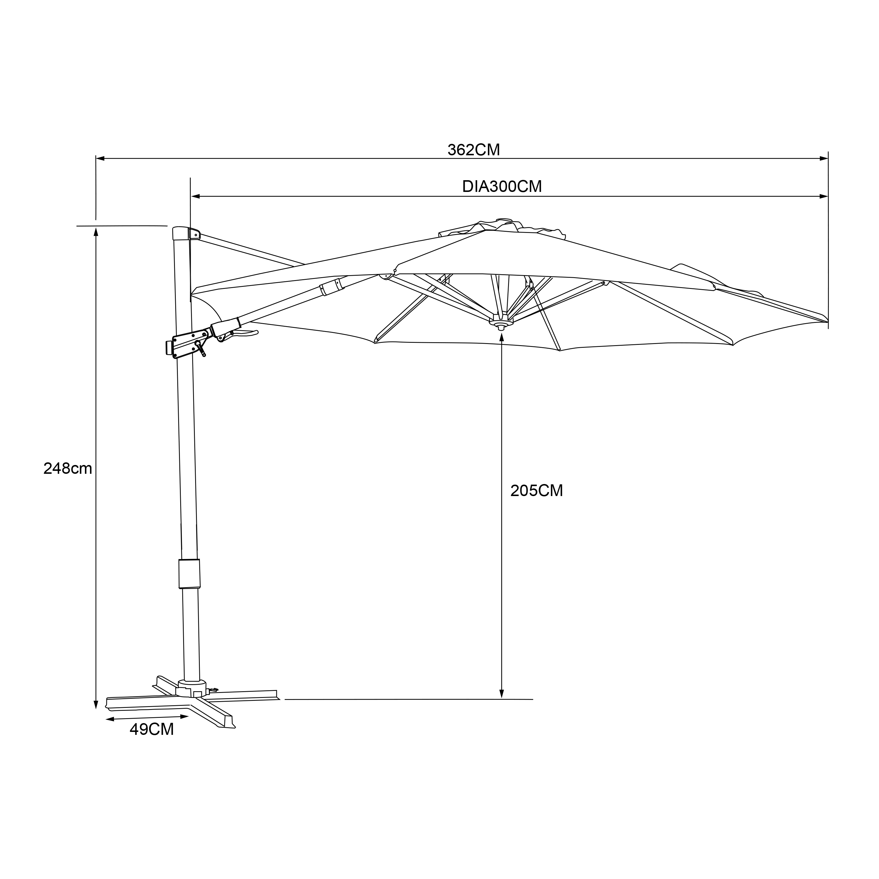 AXI Cyrus Premium Zweefparasol Ã˜ 300cm Houtlook/beige