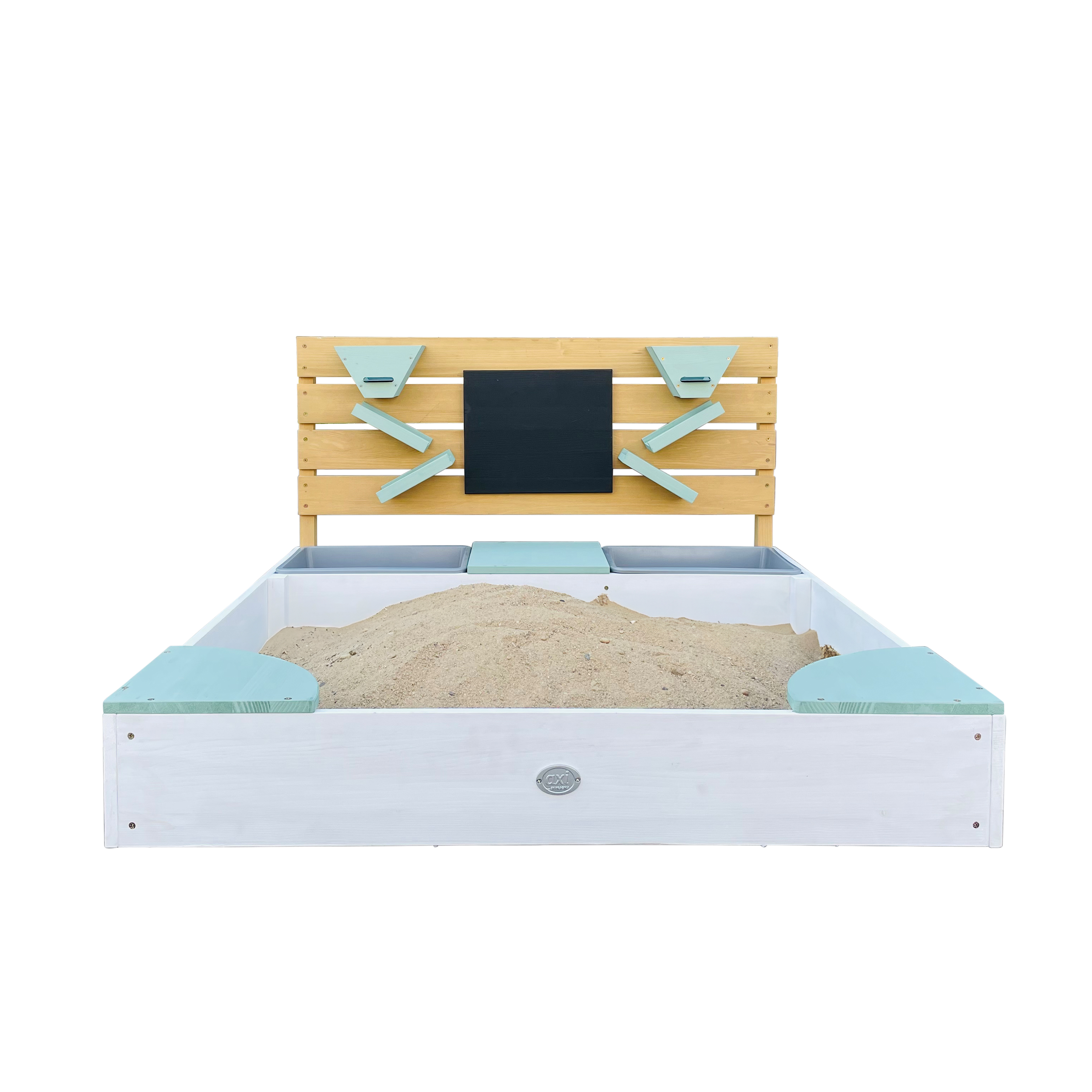 AXI Cato sandbox with sand & water trays and Play wall - 100 x 105 cm - White/green