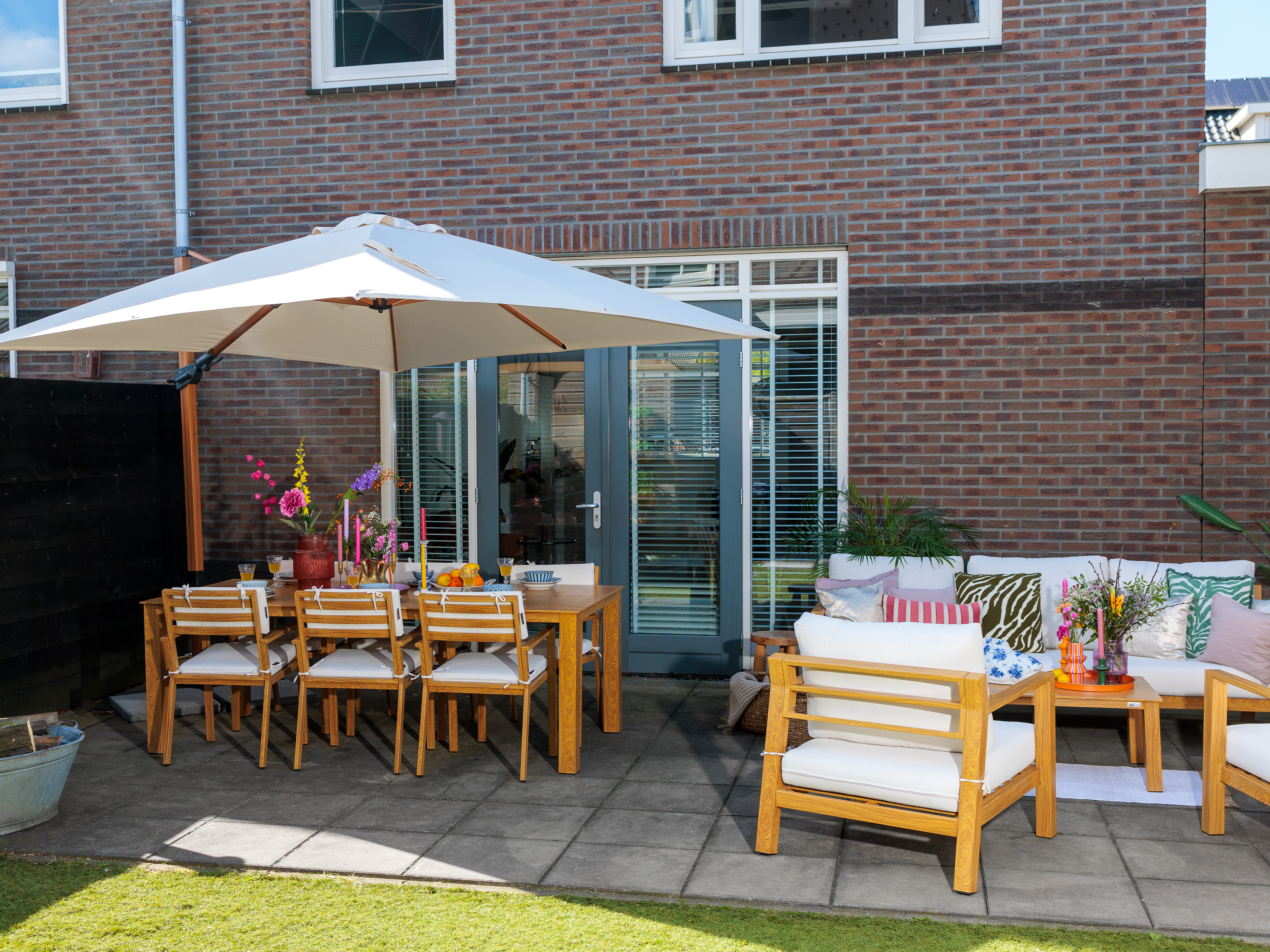 AXI Jada Garden set with 6 Chairs Wood-look/beige