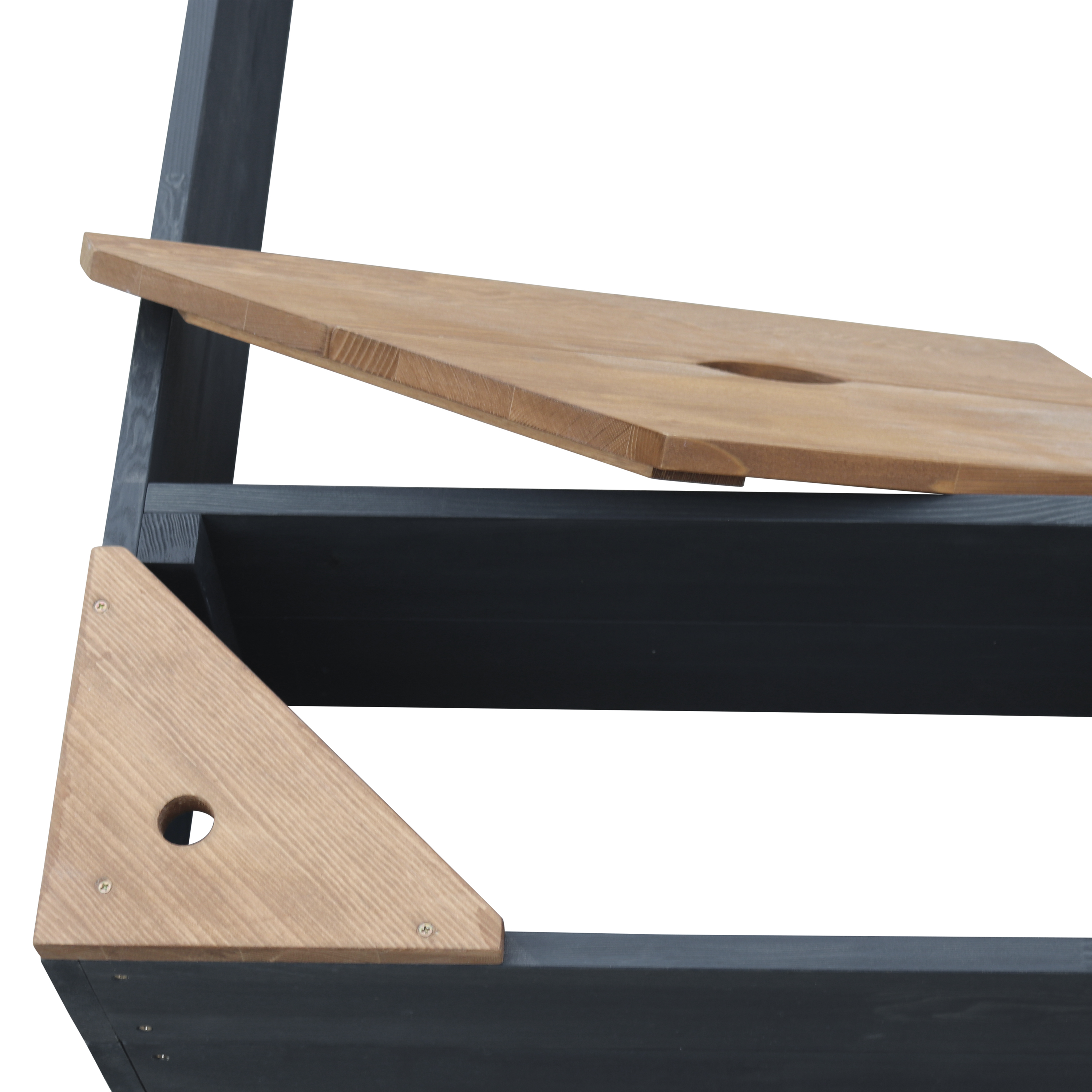 AXI Amy Sandbox with Storage and Bench - 115 x 115 cm - Anthracite/Brown