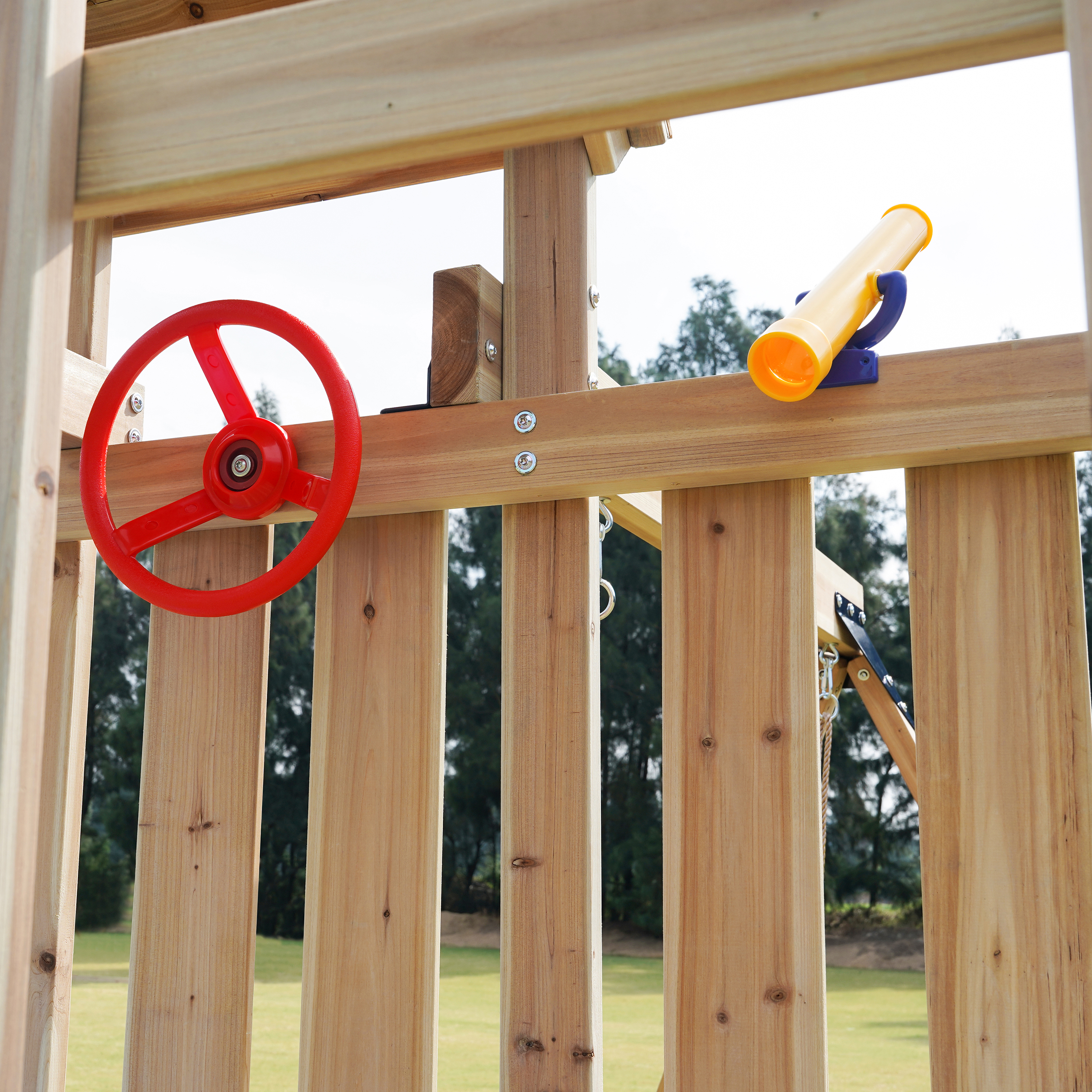 AXI Moos Climbing Frame with Double Swing Set - Grey Slide