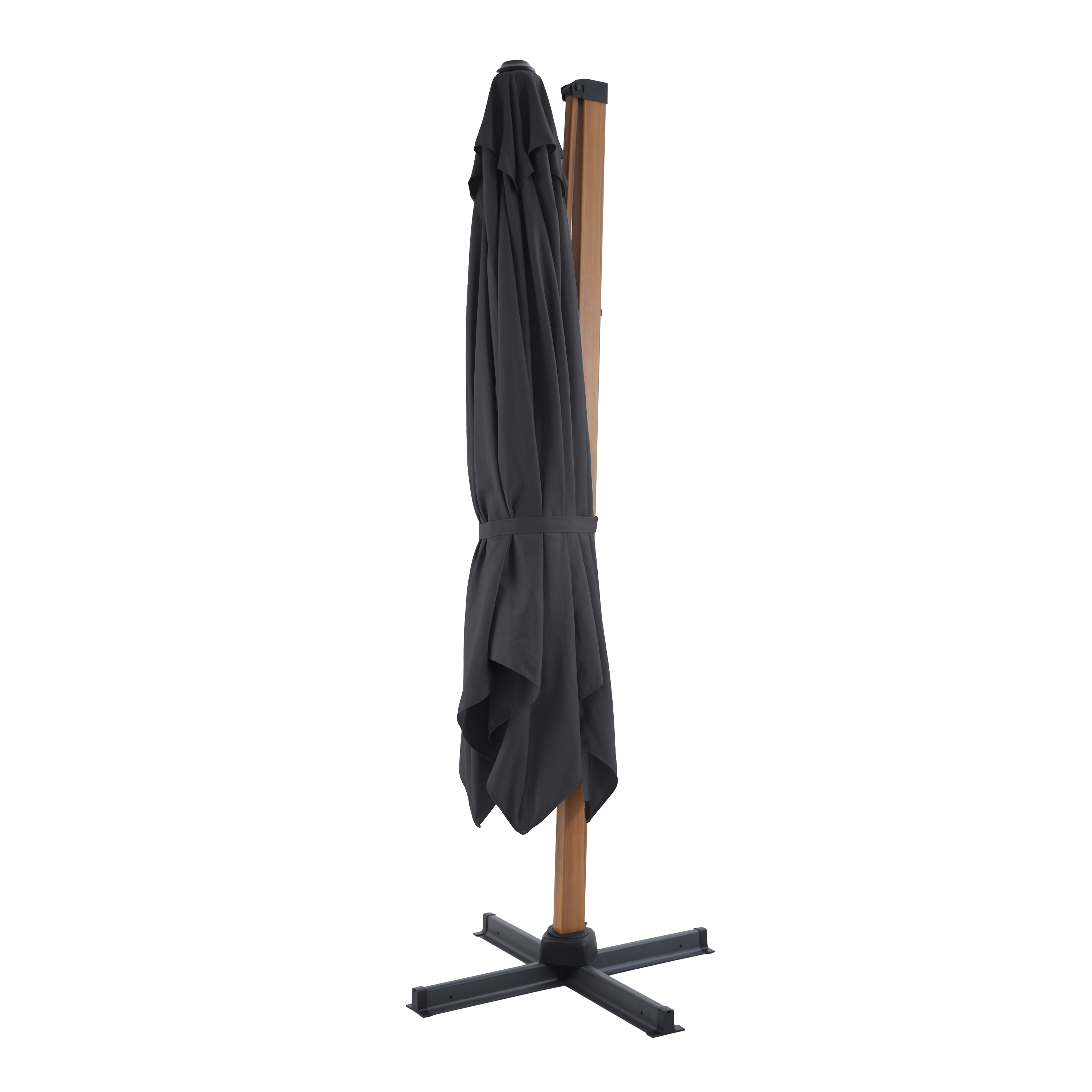 AXI Apollo Premium Zweefparasol 300x300cm Houtlook/grijs