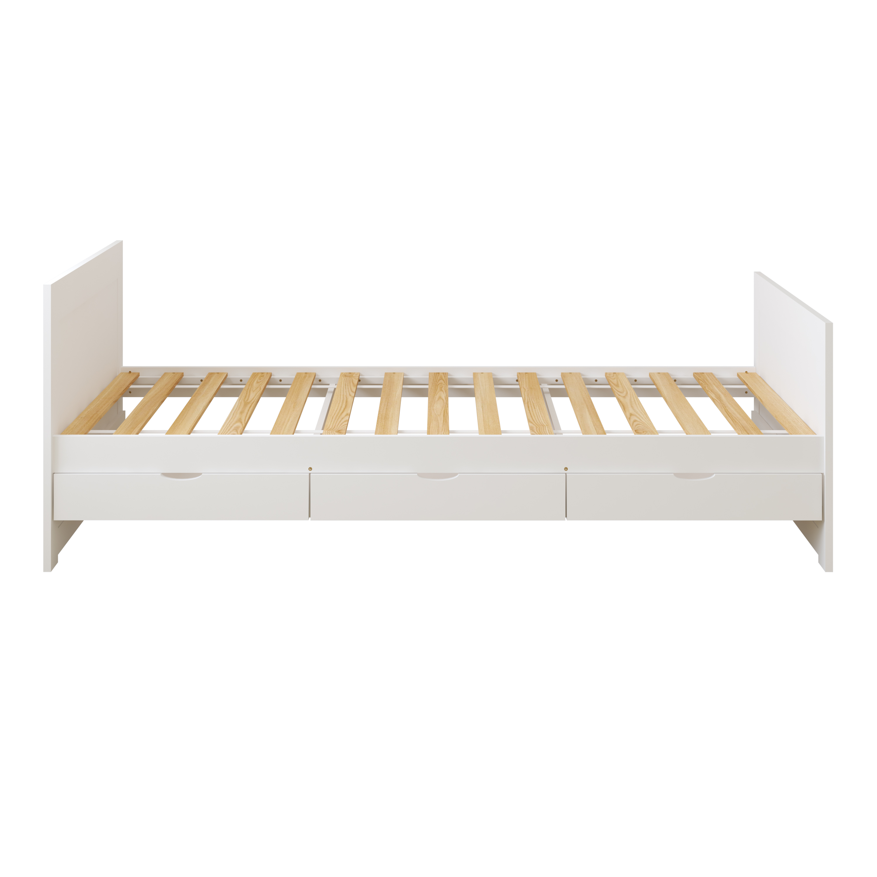 Sunny Eli Kids Bed with Pull-Out Bed and 3 Storage Drawers White – With Mattress