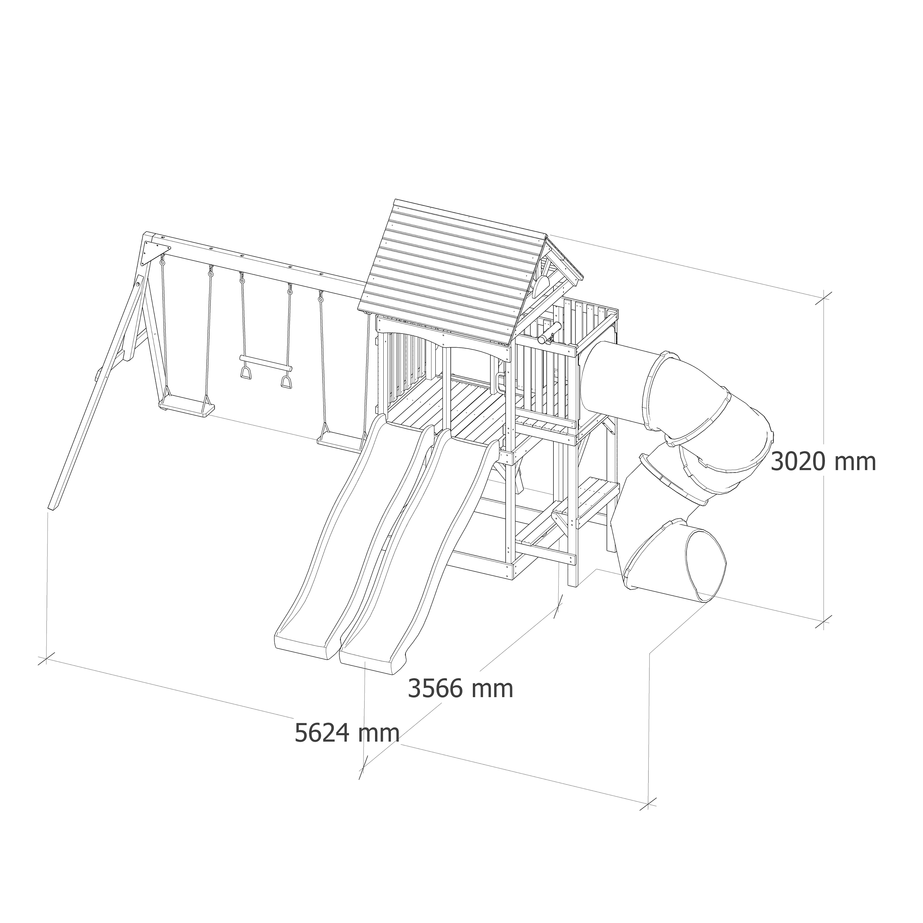 AXI Cody Climbing Frame with Swings, Trapeze and Climbing Wall – Cream Double Slide and Tube Slide