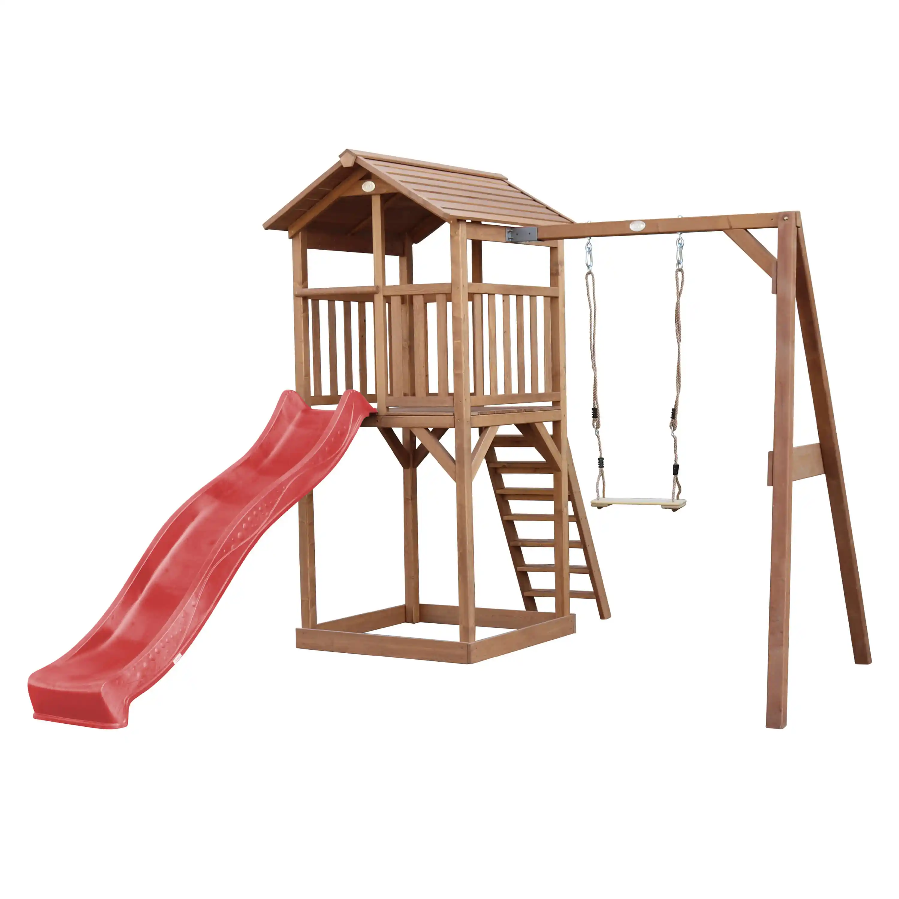 AXI Beach Tower Speeltoren met Enkele Schommel Bruin - Rode Glijbaan