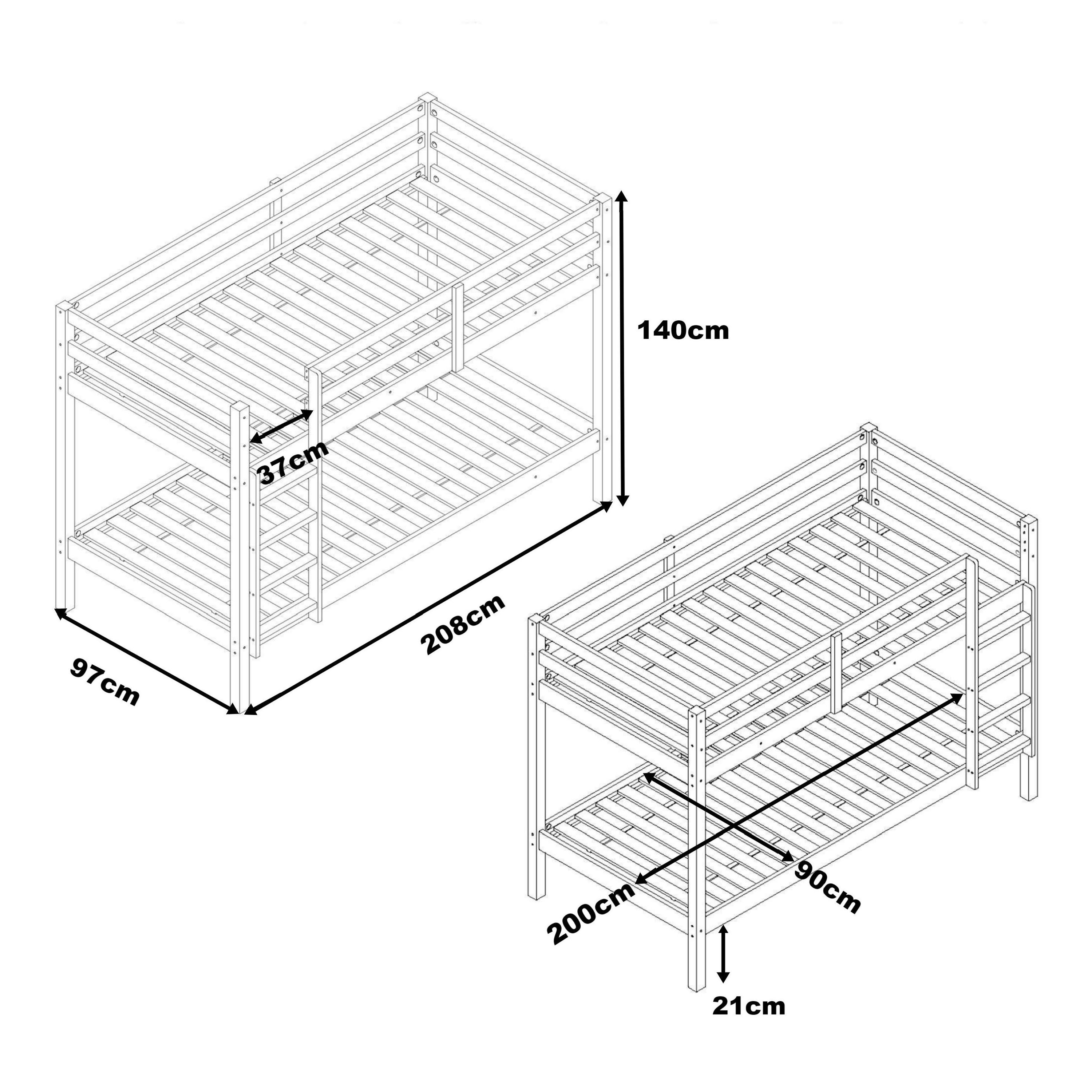 Sunny Jip Bunk Bed White – With 2 Mattresses