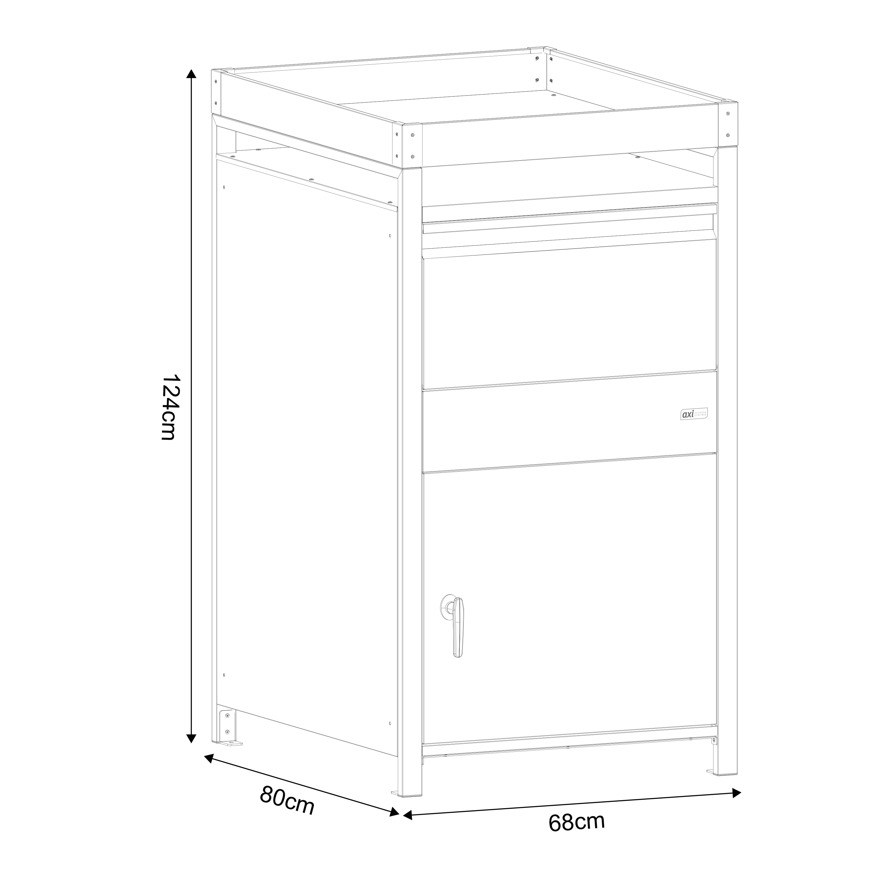 AXI LouisMetal Parcel Mailbox in Anthracite/Wood Look with Planter