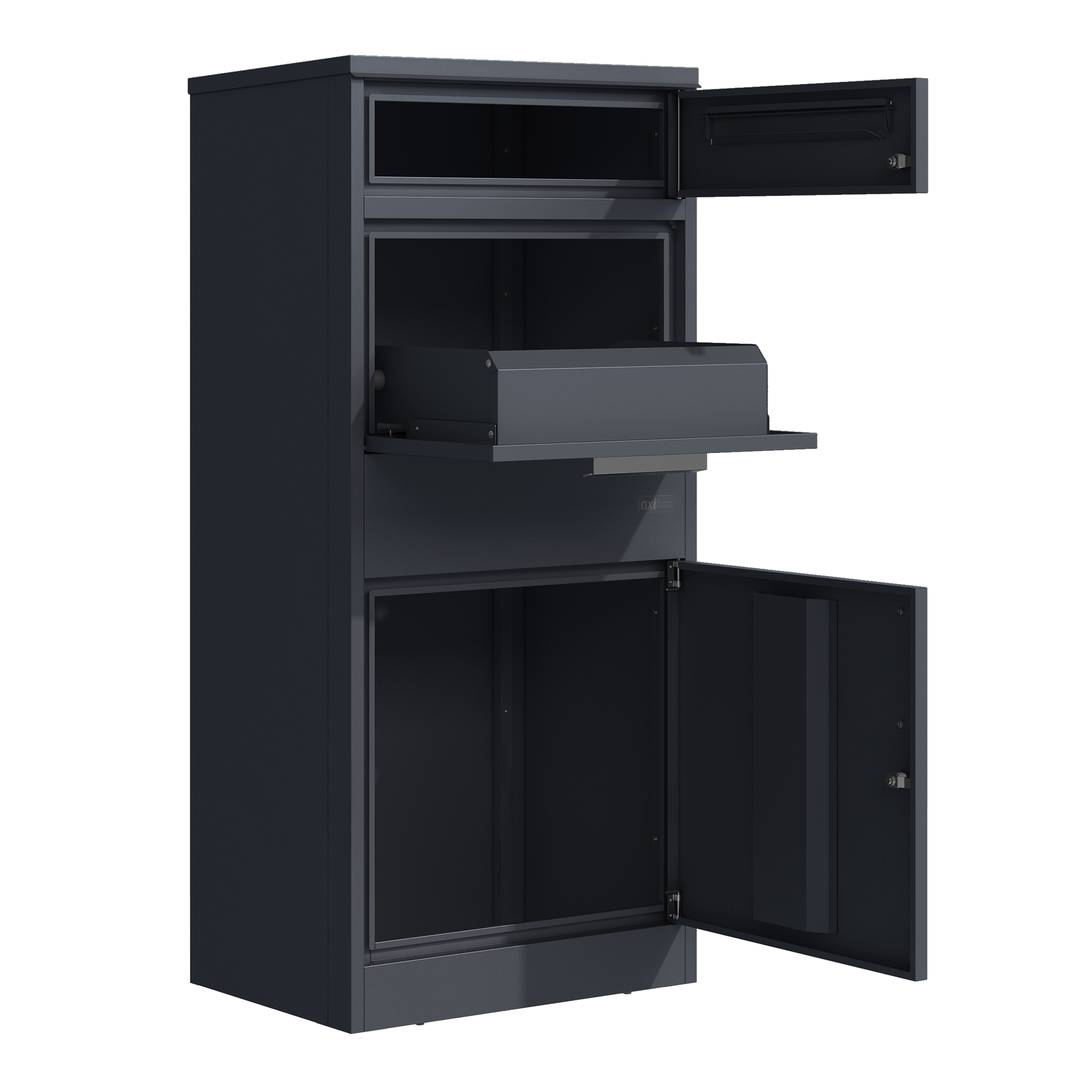 AXI Levi Metal Parcel Mailbox in Anthracite/Wood Look