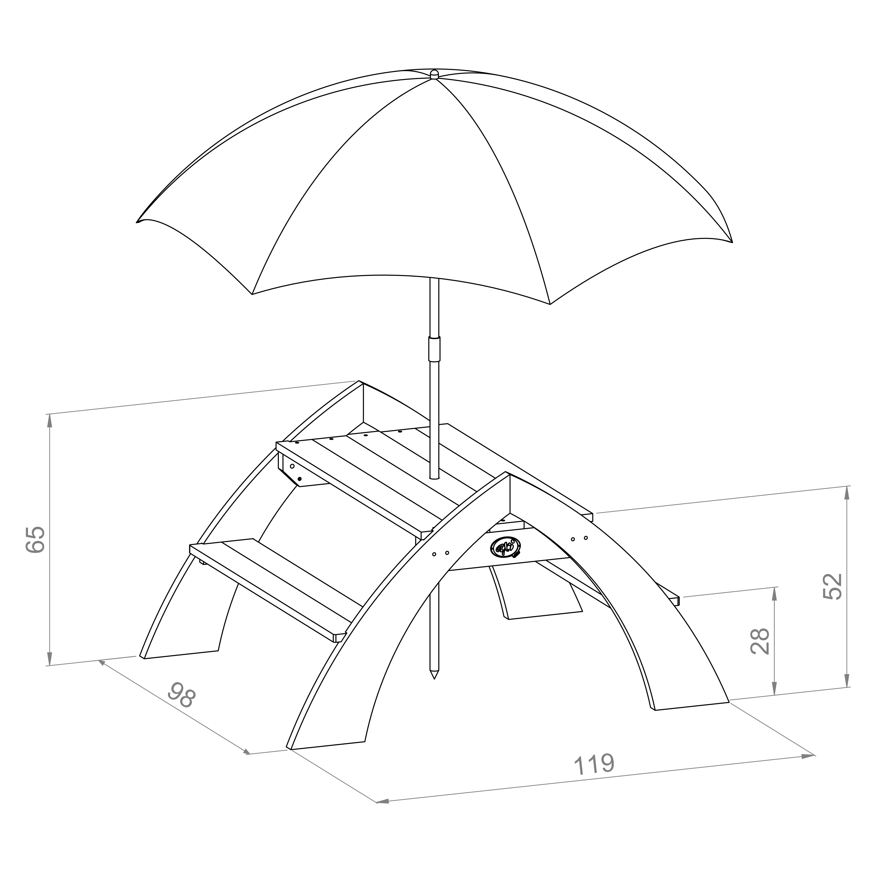 AXI Kylo Picnic Table with Umbrella