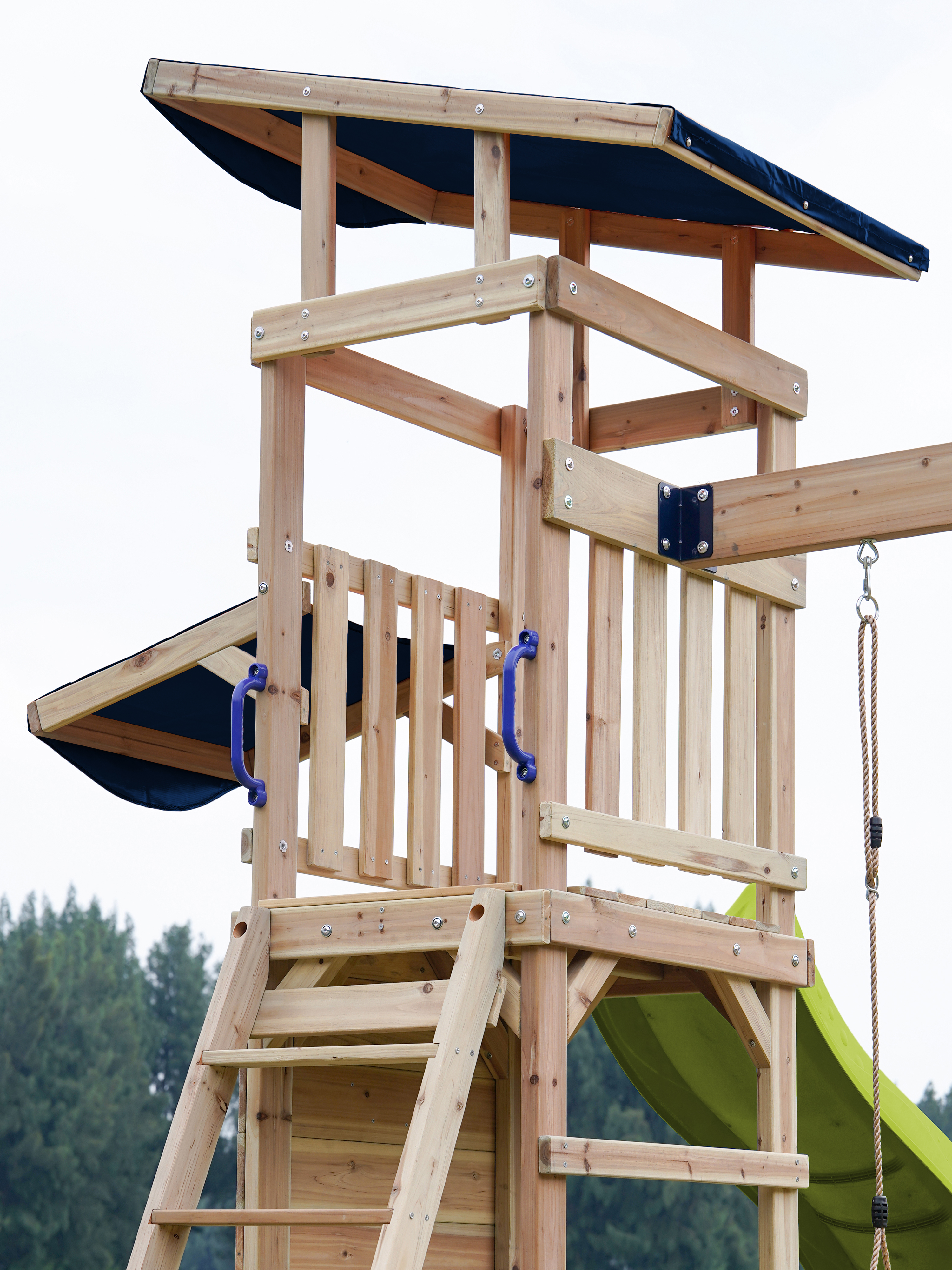 AXI Malik Climbing Frame with Double Swing Set - Lime Green Slide