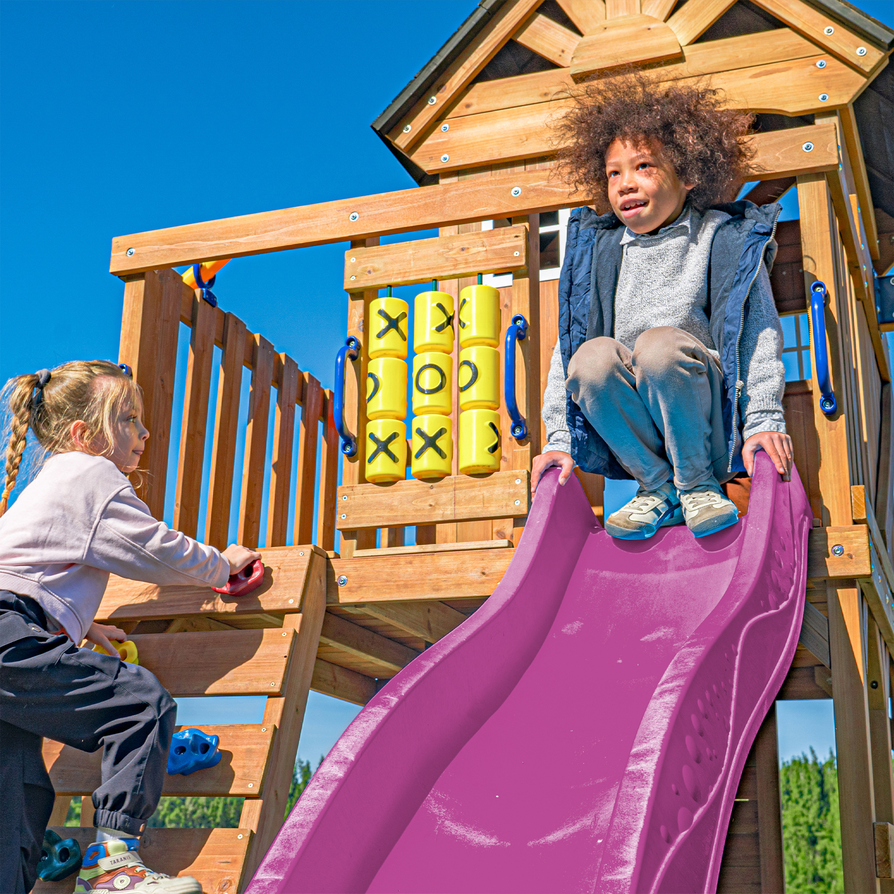 AXI Jack Climbing Frame with Double Swing and Trapeze – Purple Slide