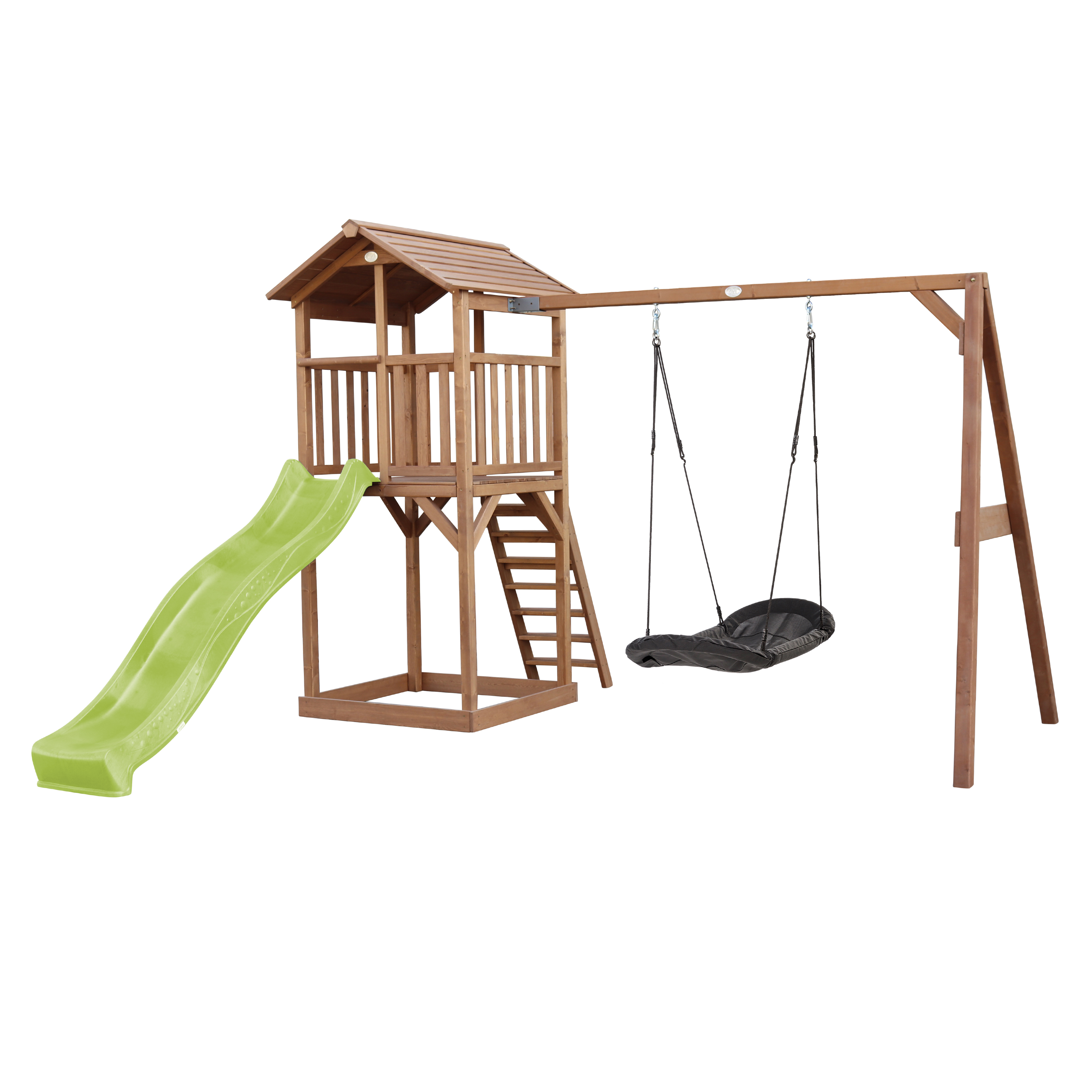 AXI Beach Tower with Roxy Nest Swing Set Brown - Lime Green Slide