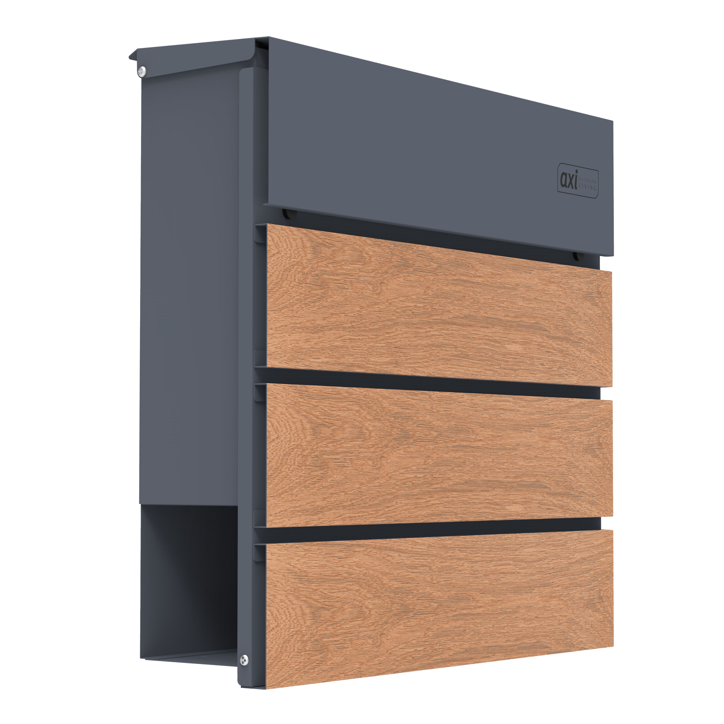 AXI Jake Metal Letterbox Anthracite/Wood Look