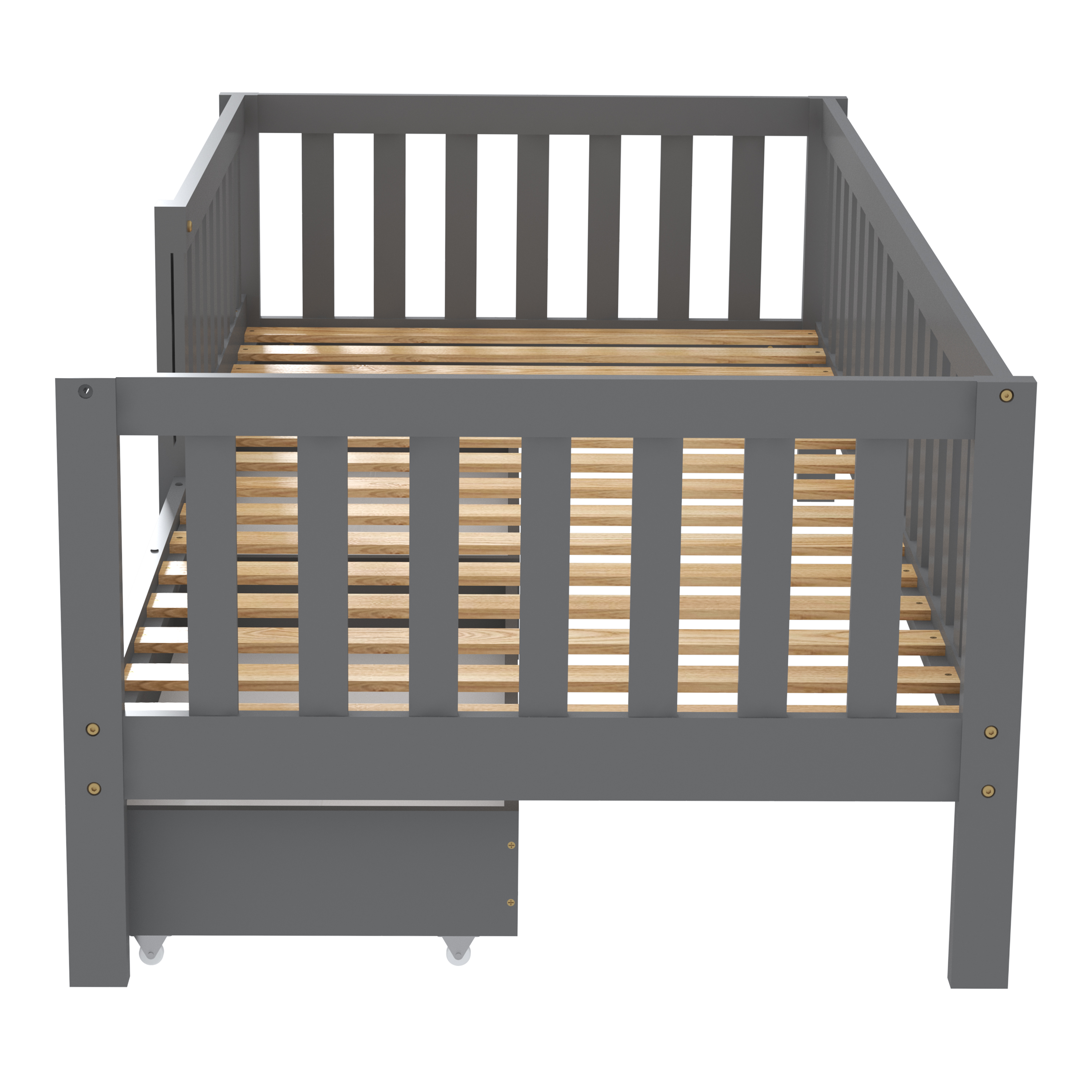 Sunny Isa Kids Bed with 2 Storage Drawers and Guardrail Grey – Without Mattress