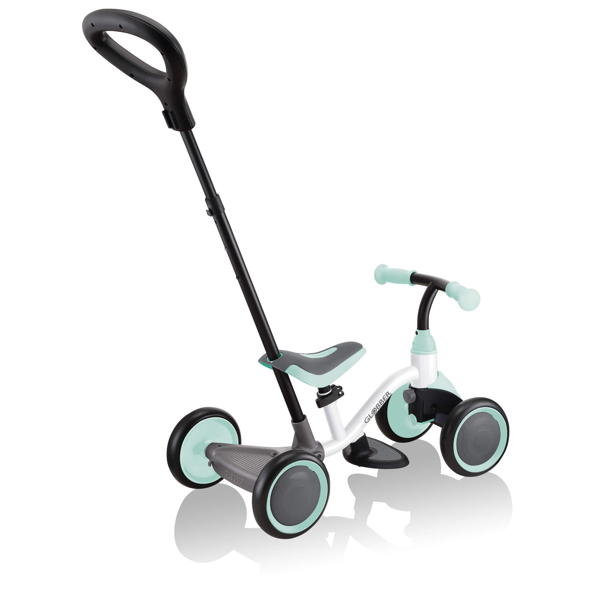 Globber Learning Bike 3-in-1 Leerfiets Wit Pastel Mint-4895224405771 Globber Learning Bike 3-in-1 Leerfiets Wit Pastel Mint