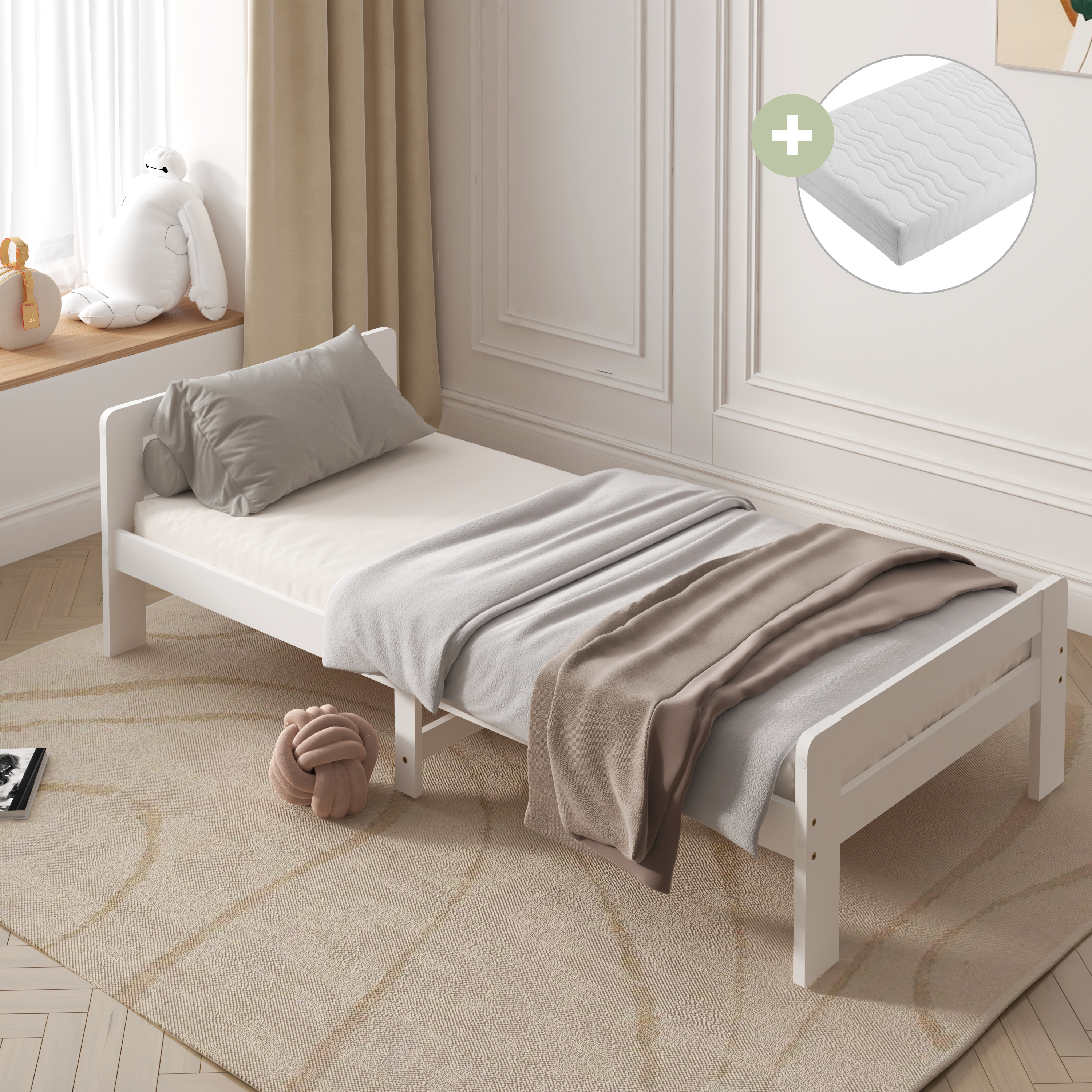 Sunny Olla Kids Bed White – With Mattress-8720365069468 Sunny Olla Kids Bed White – With Mattress