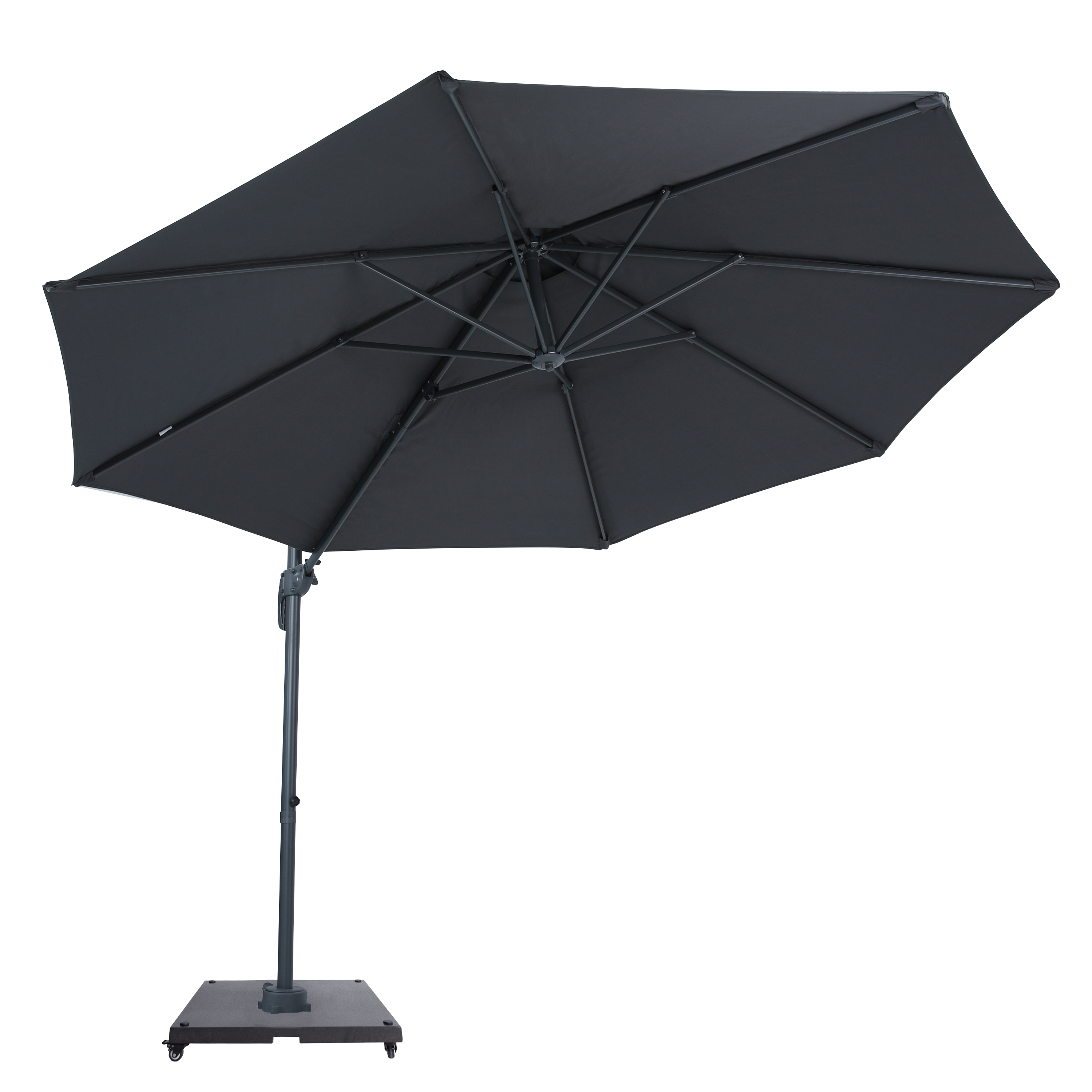 AXI Marisol Cantilever Parasol Ø 300cm incl. parasol base with wheels Anthracite/Grey – Complete set