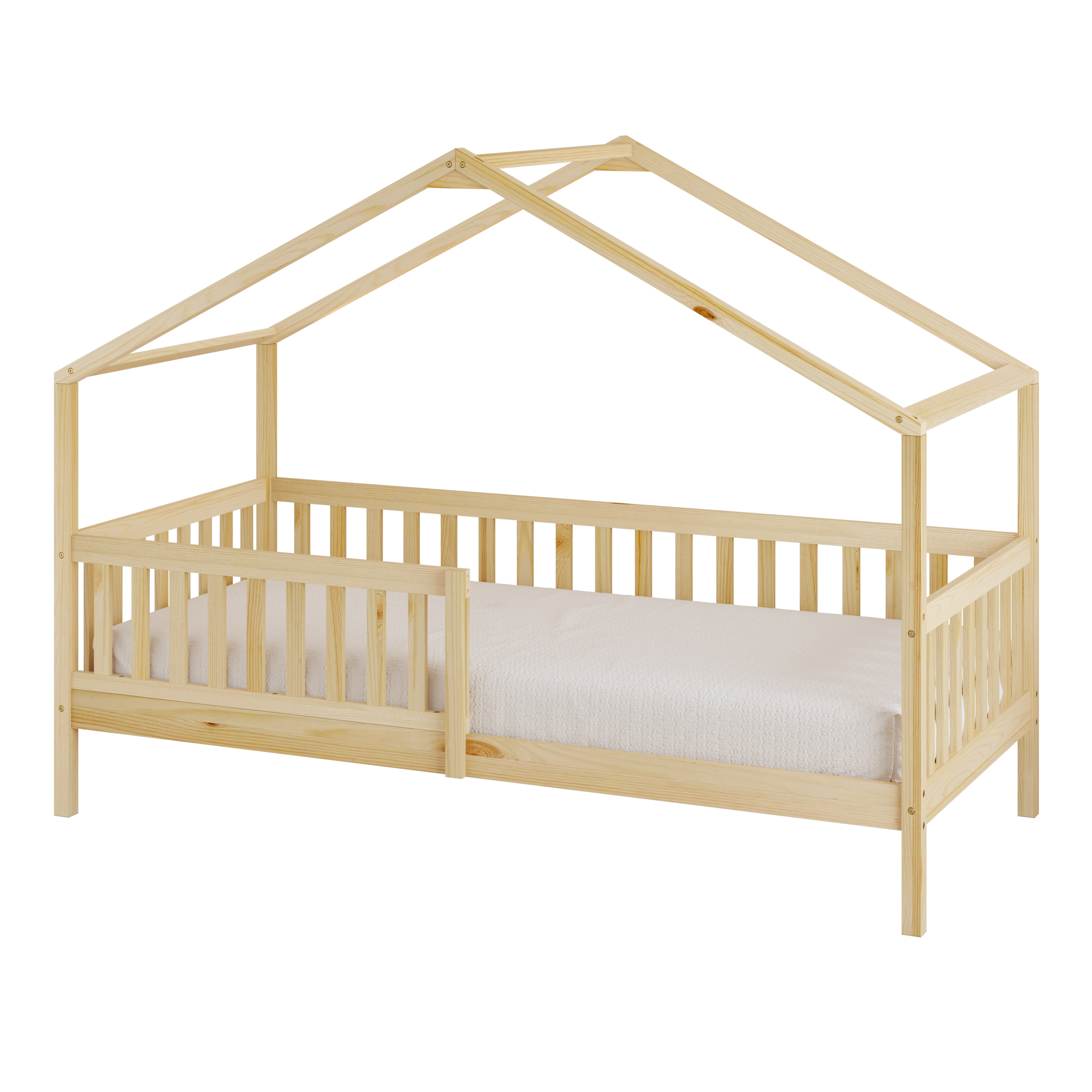 Sunny Kae House Bed with Guardrail Natural – Without Mattress