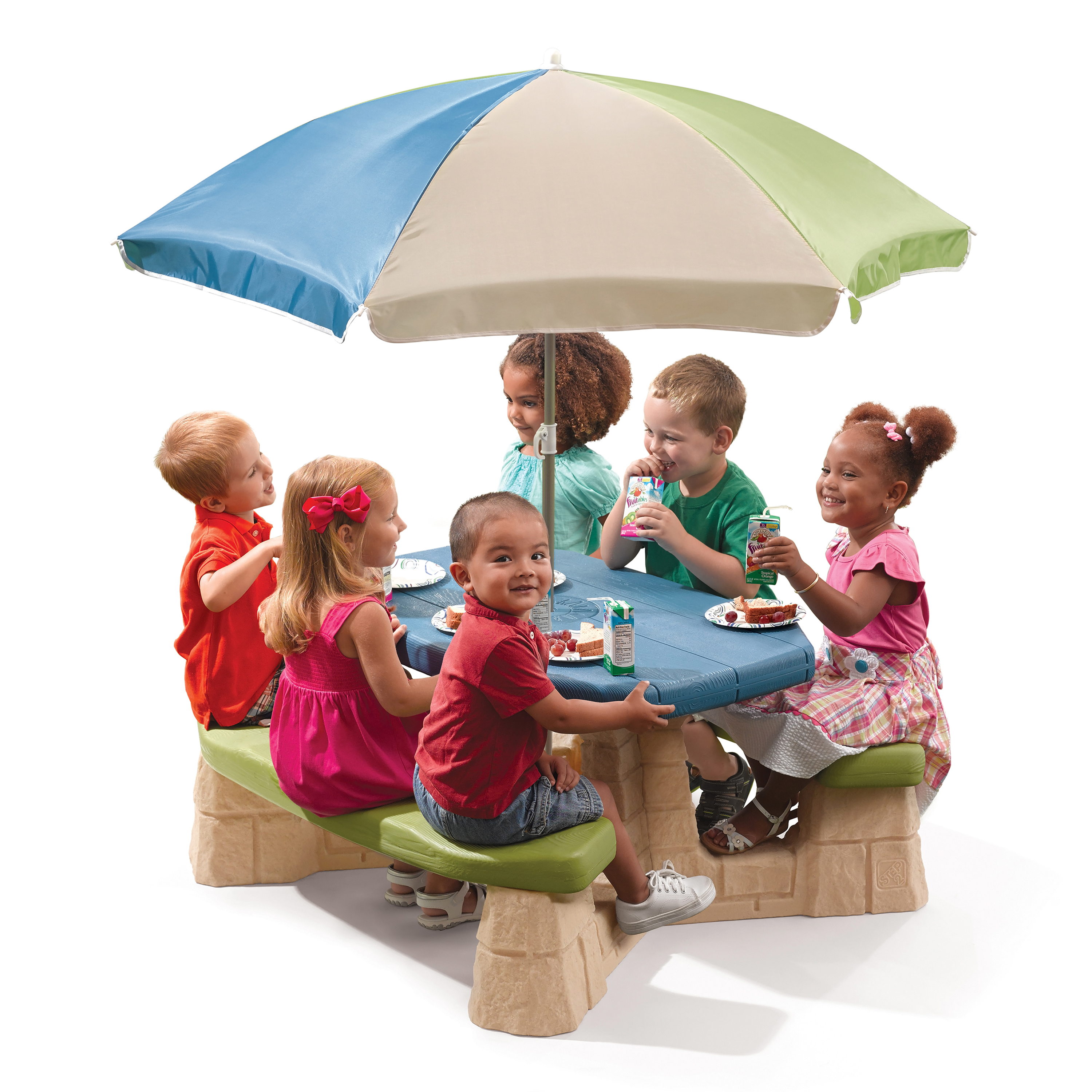 Step2 Naturally Playful Picnic Table with Umbrella Green/Blue