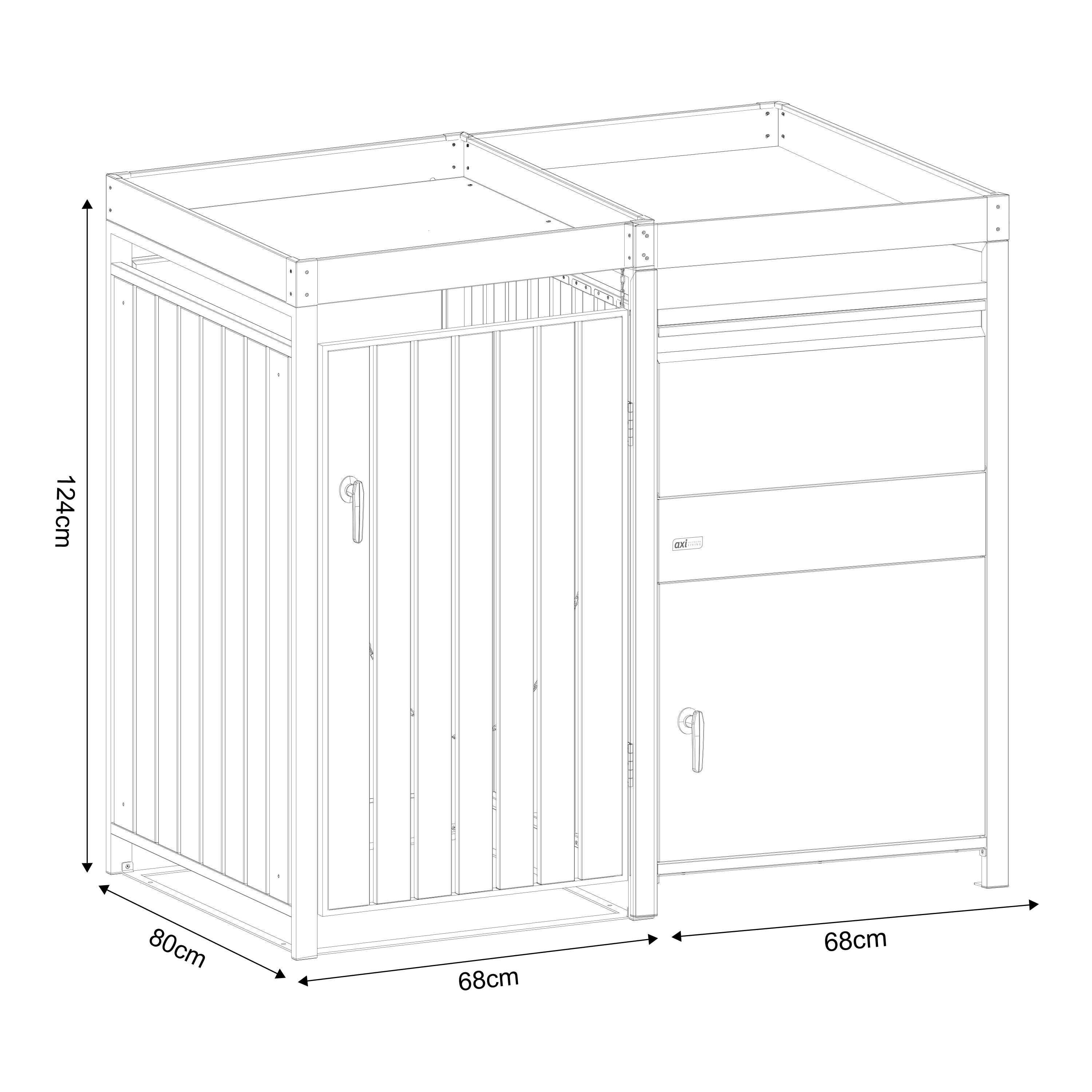 AXI Leon Bin Storage with Louis Parcel Postbox Anthracite – 1 Garbage Bin