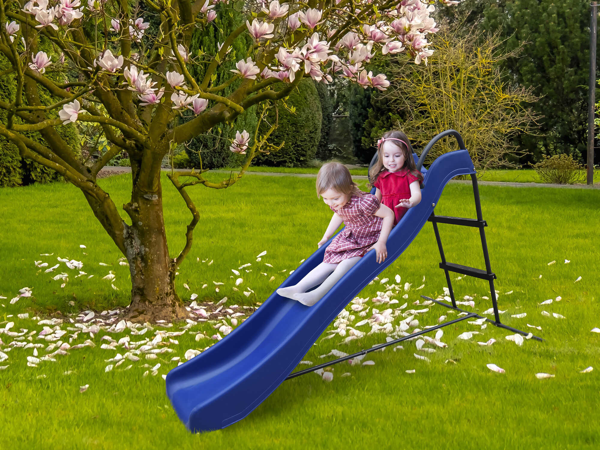 AXI Vrijstaande Glijbaan met wateraansluiting 180cm Blauw/antraciet-8717973931218 AXI Vrijstaande Glijbaan met wateraansluiting 180cm Blauw/antraciet
