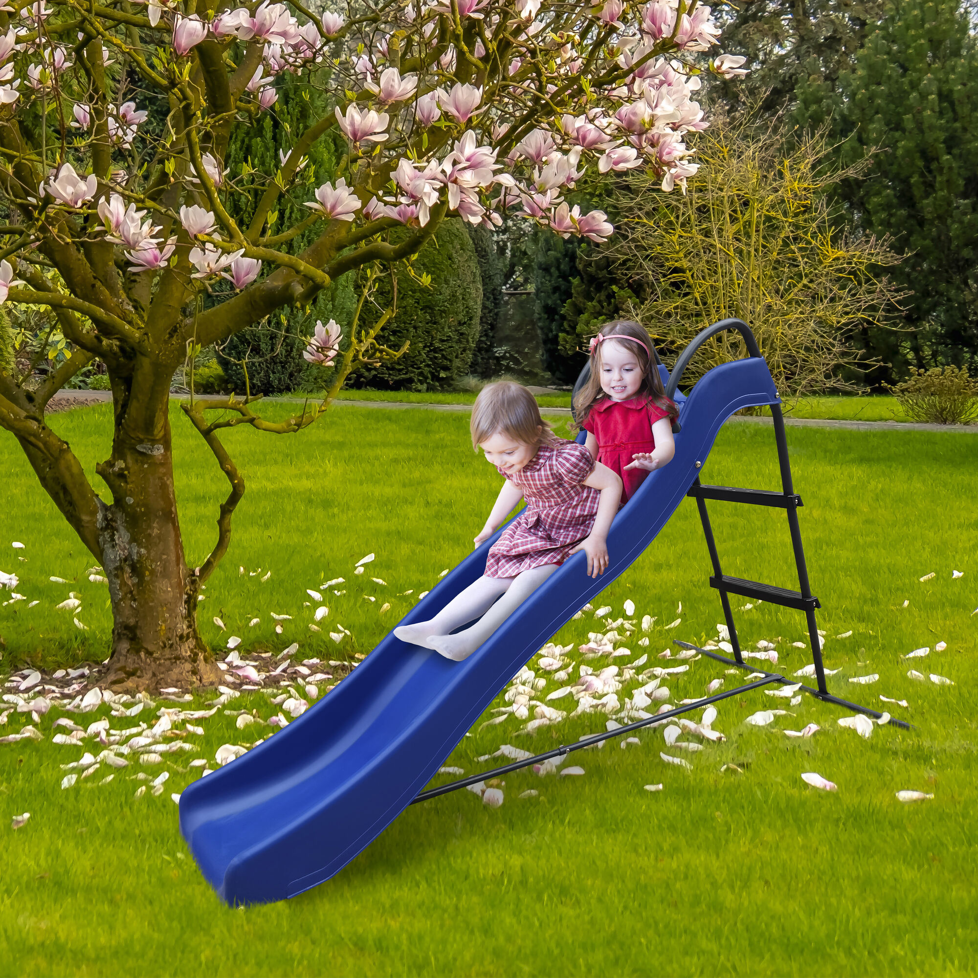 AXI Vrijstaande Glijbaan met wateraansluiting 180cm Blauw/antraciet-8717973931218 AXI Vrijstaande Glijbaan met wateraansluiting 180cm Blauw/antraciet