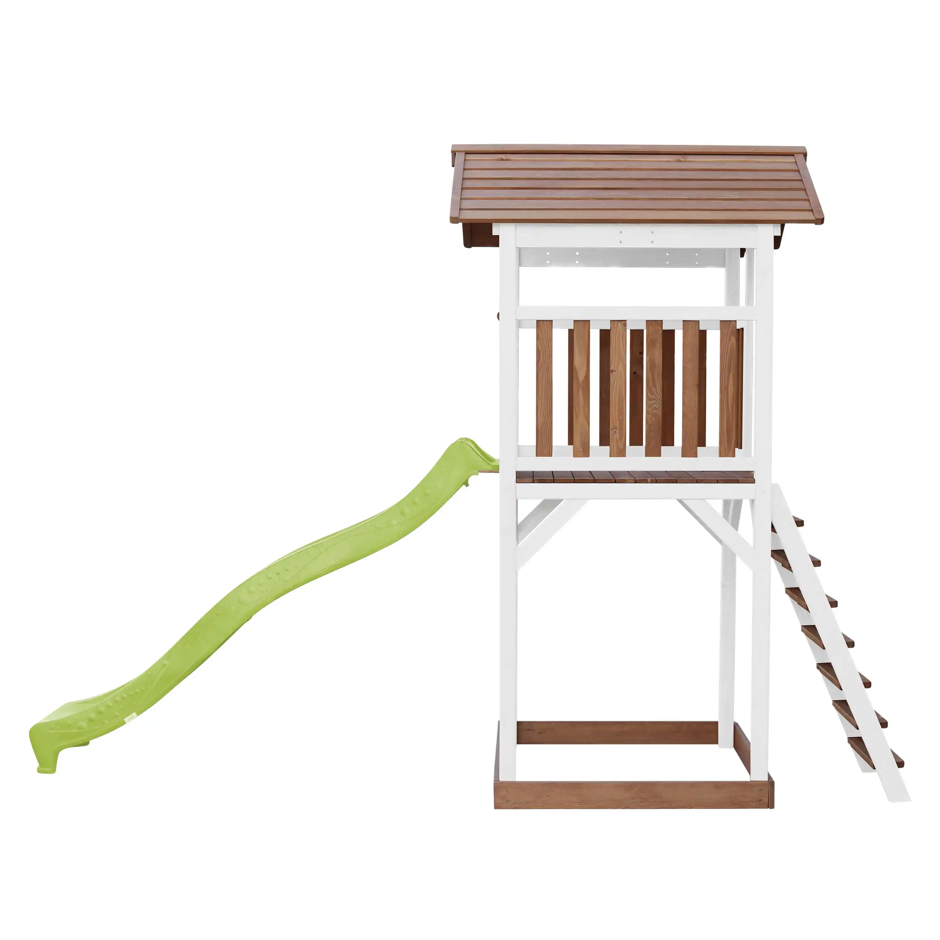 AXI Beach Tower Speeltoren Bruin/wit - Limoen groene Glijbaan