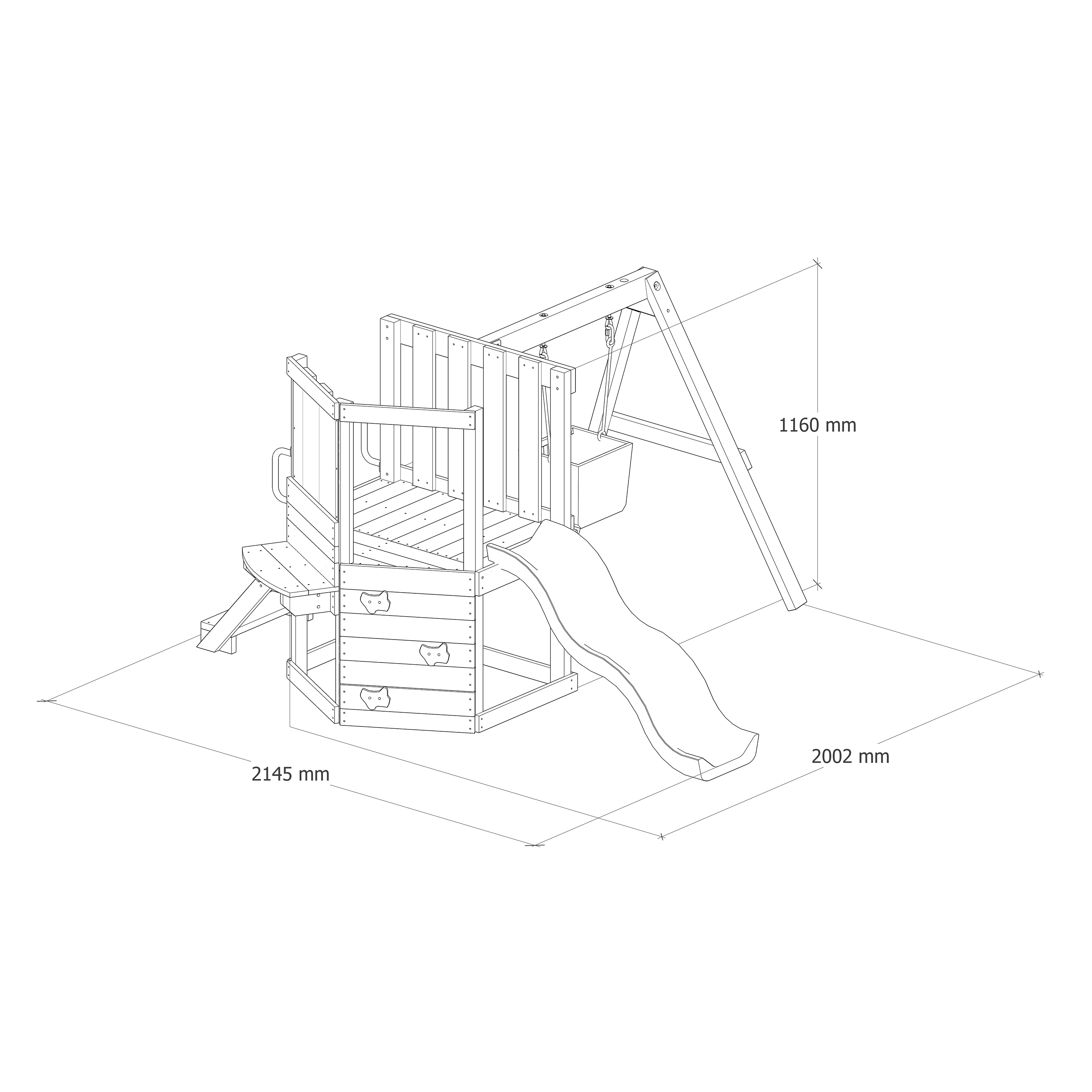 AXI Timo Mini Climbing Frame with Baby Swing, Climbing Wall and Chalkboard – Blue Slide