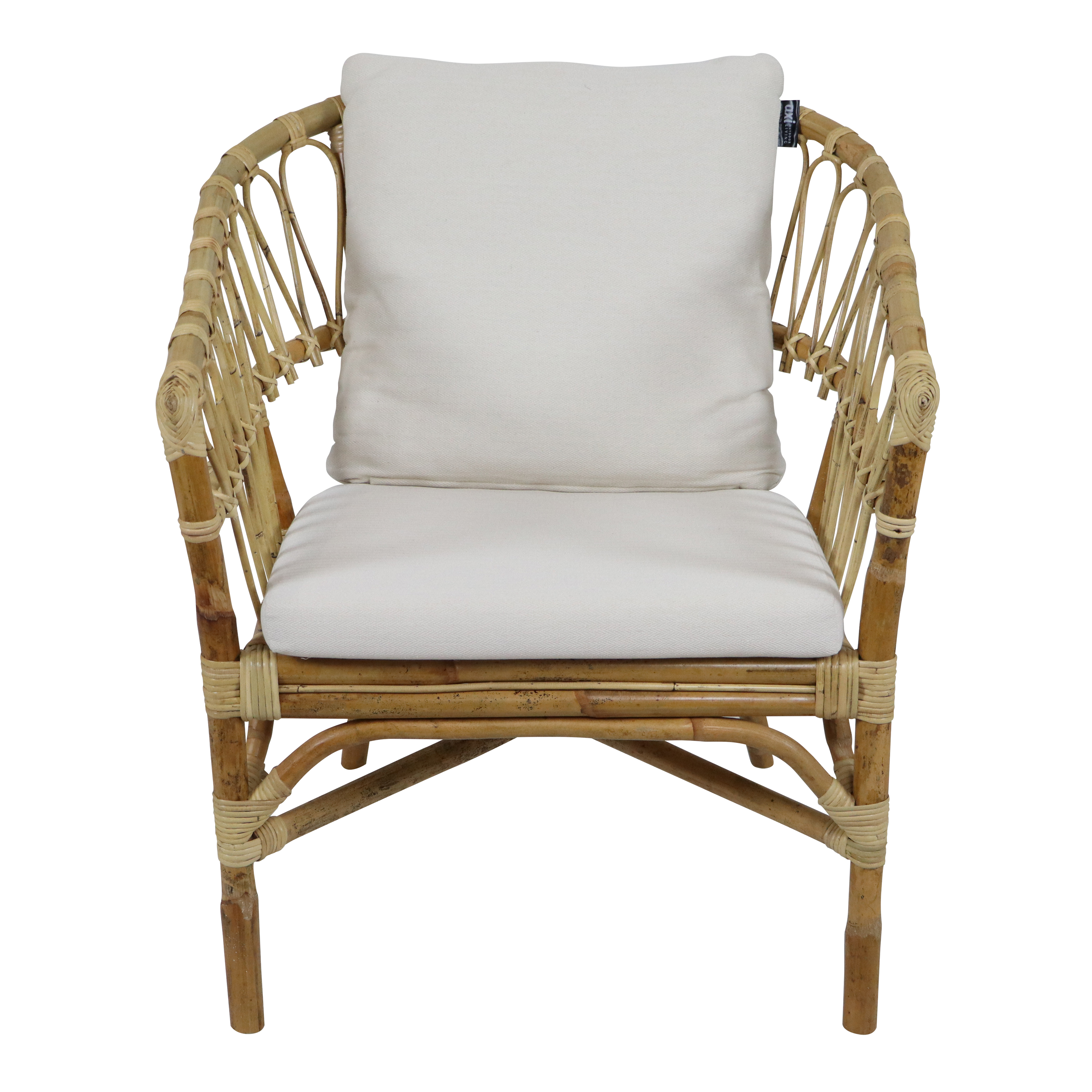 AXI Mary Rattan Lounge Set – 4-Piece with Sofa, Table, and 2 Chairs Natural/White