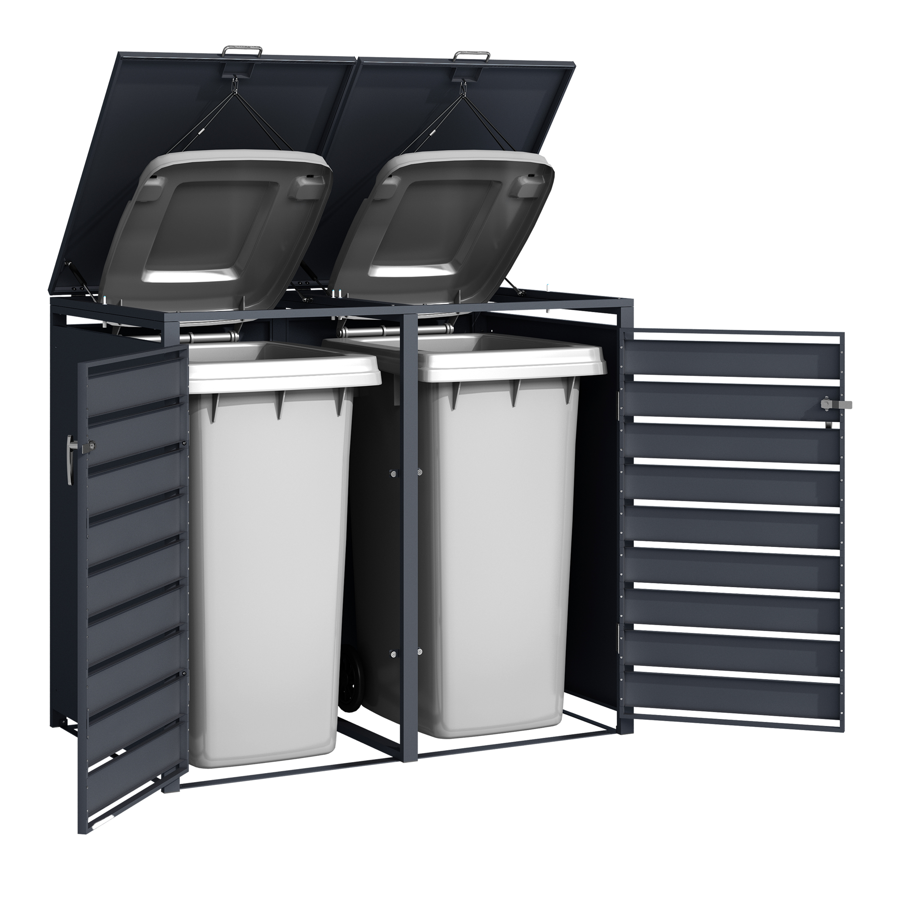 AXI Lucas Metal Garbage Bin Shed Anthracite - 2 Garbage Bins