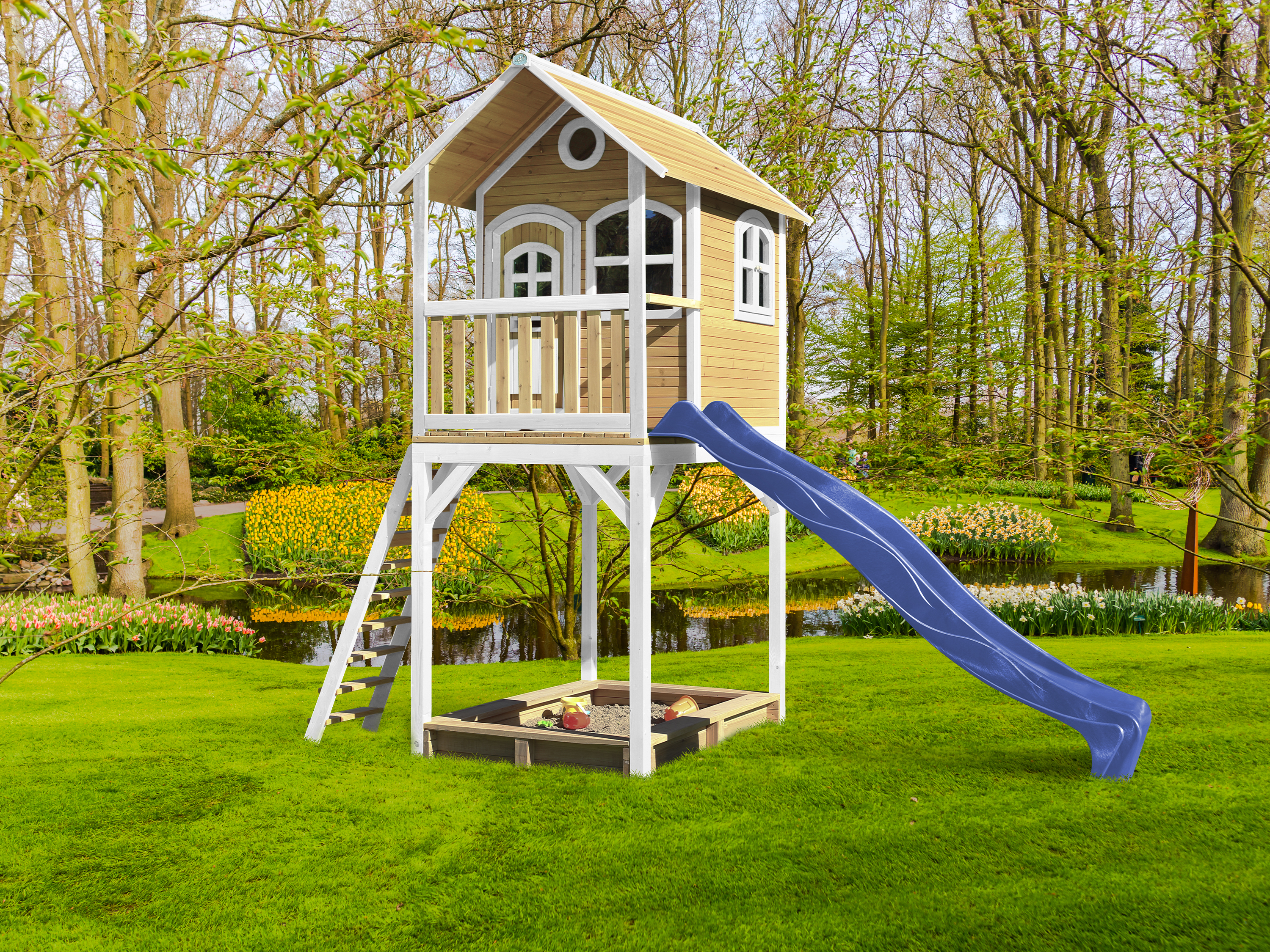 AXI Romy Playhouse Brown/White - Blue Slide