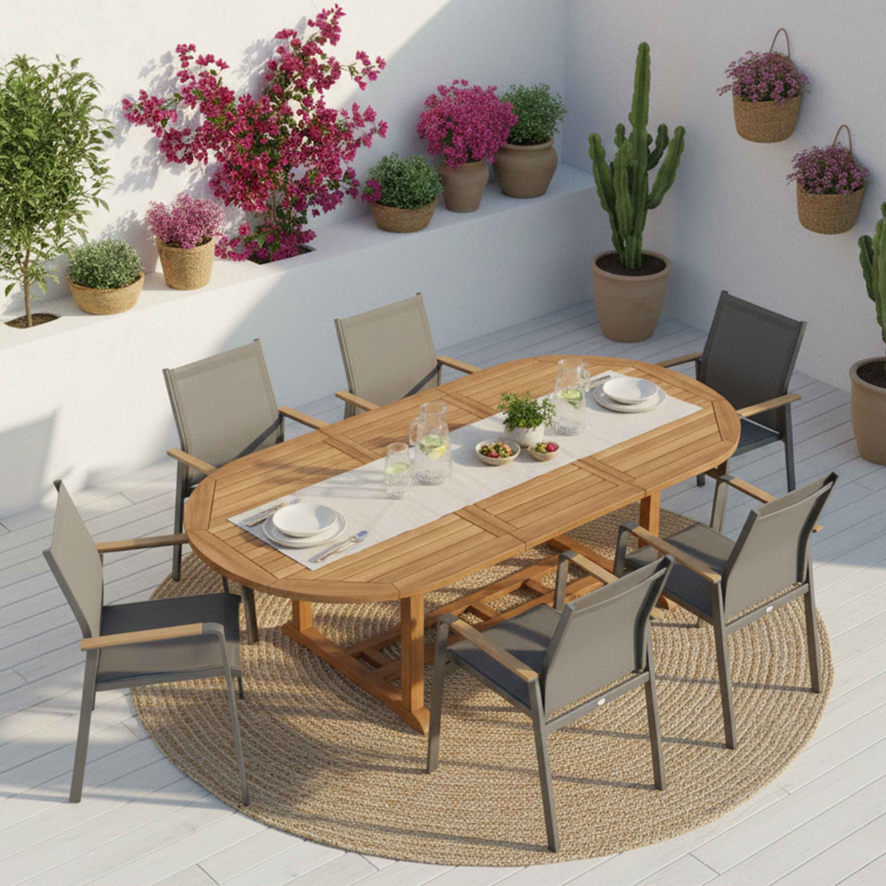 AXI Marzi/Alva 180-240 cm Garden Set 7-piece Teak - Extendable