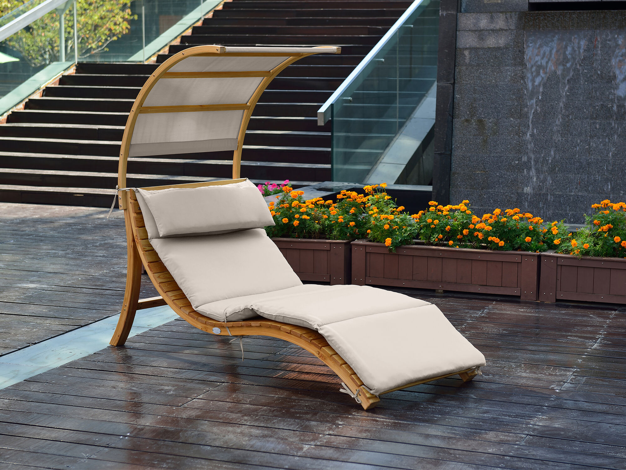 AXI Salina ligstoel met zonnescherm Beige