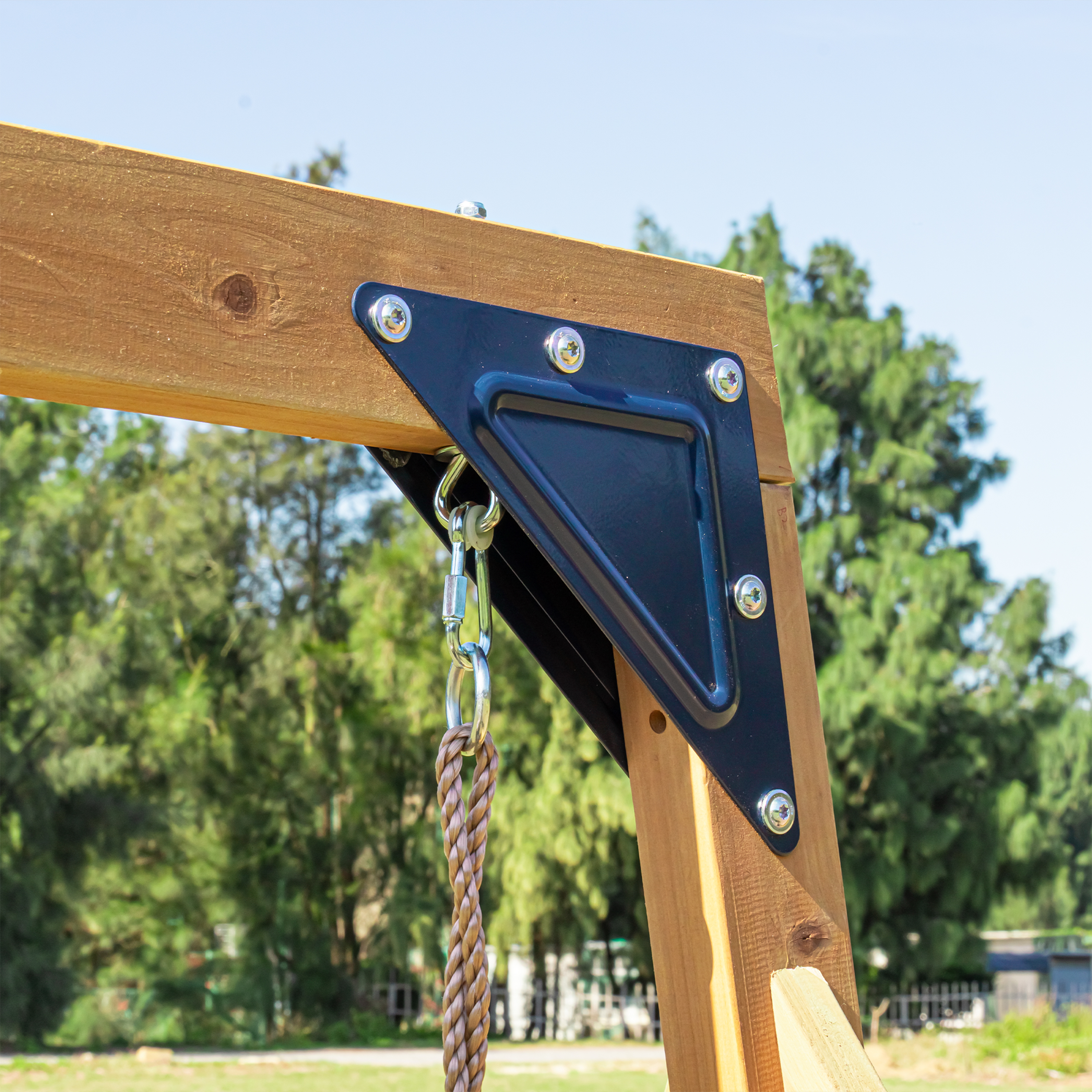 AXI Mia Climbing Frame with Double Swing Set – Blue Slide