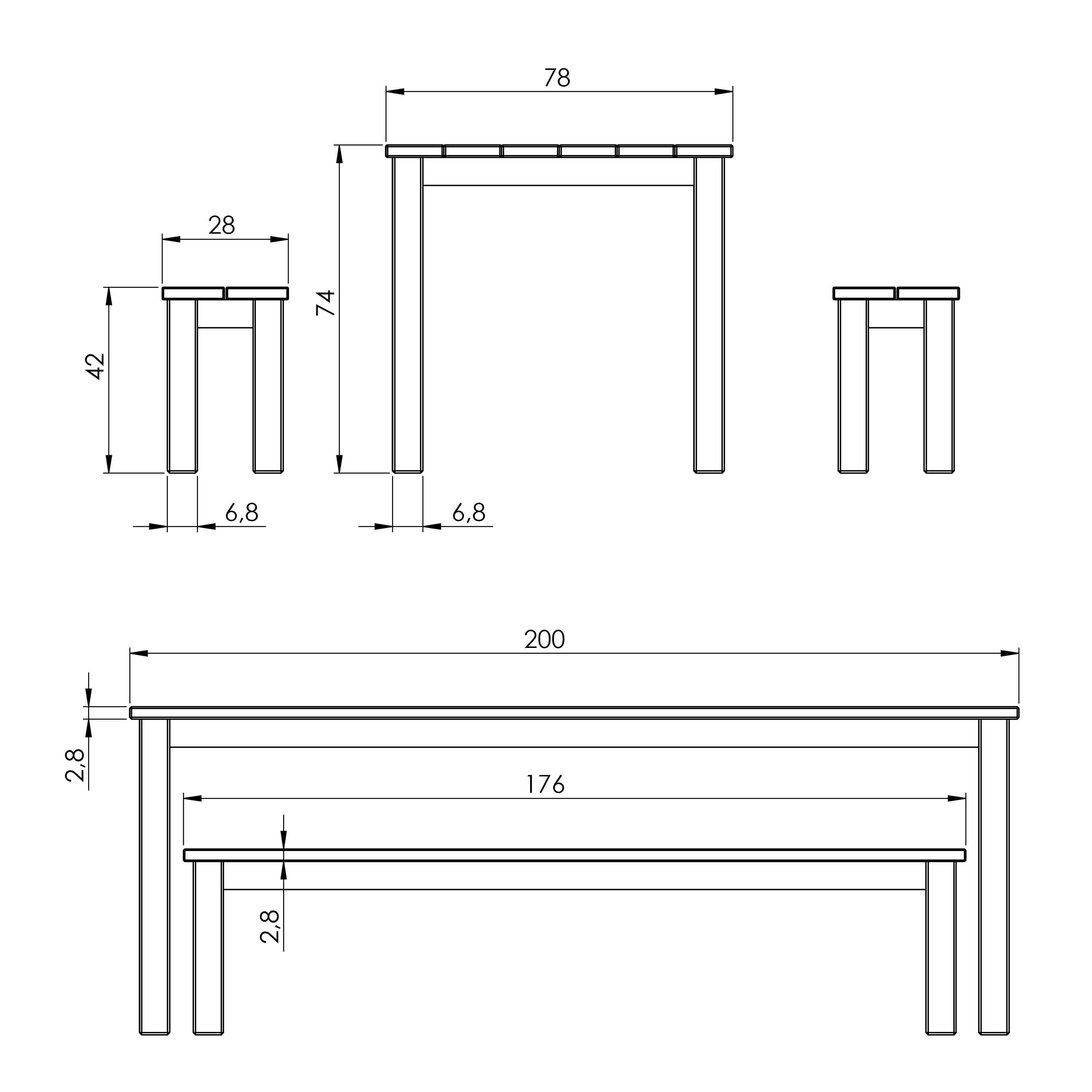 AXI Louise Picknicktafel met bankjes van hout 200 cm - Bruin